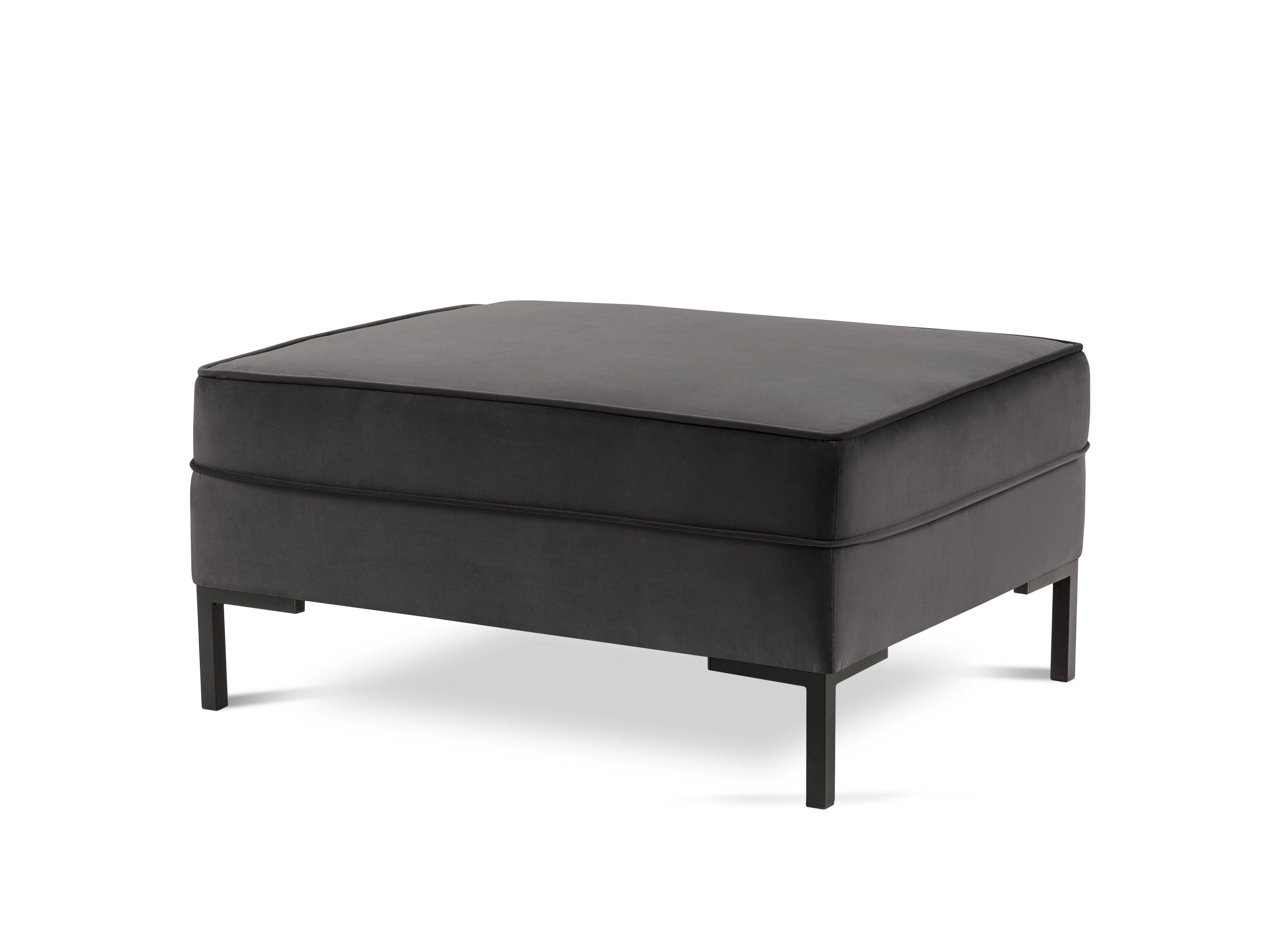 LUIS velvet pouffe dark grey with black base - Eye on Design