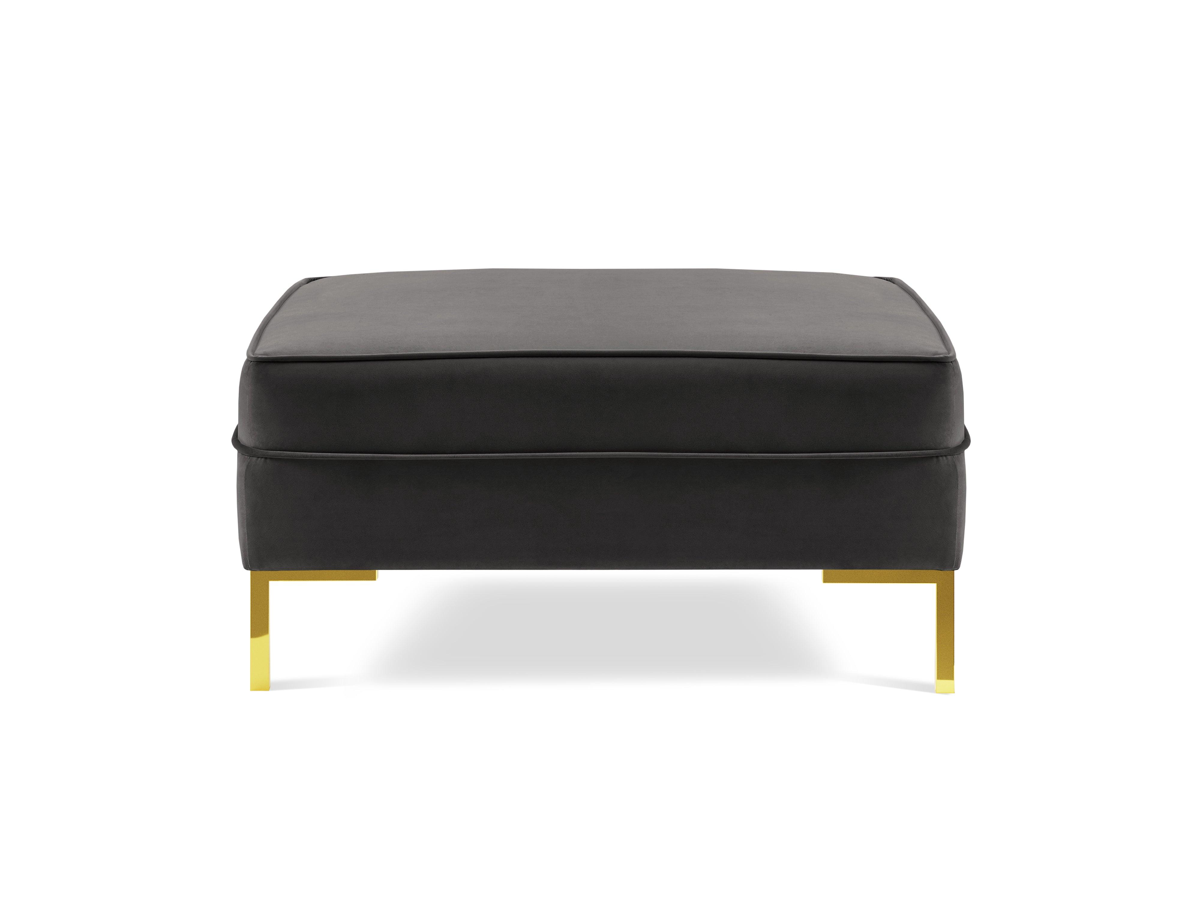 LUIS velvet pouffe dark grey with gold base - Eye on Design