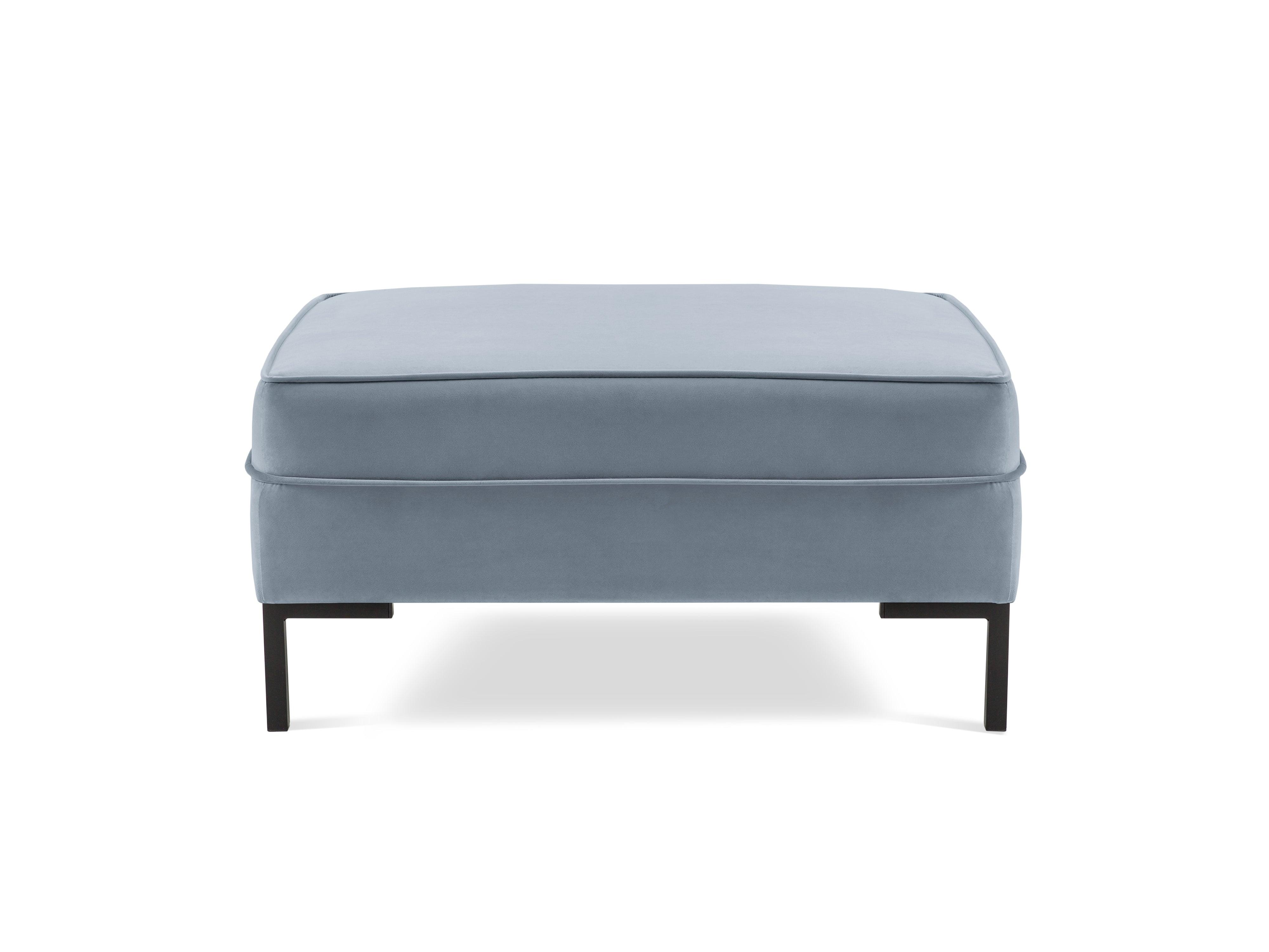 LUIS velvet pouffe light blue with black base - Eye on Design