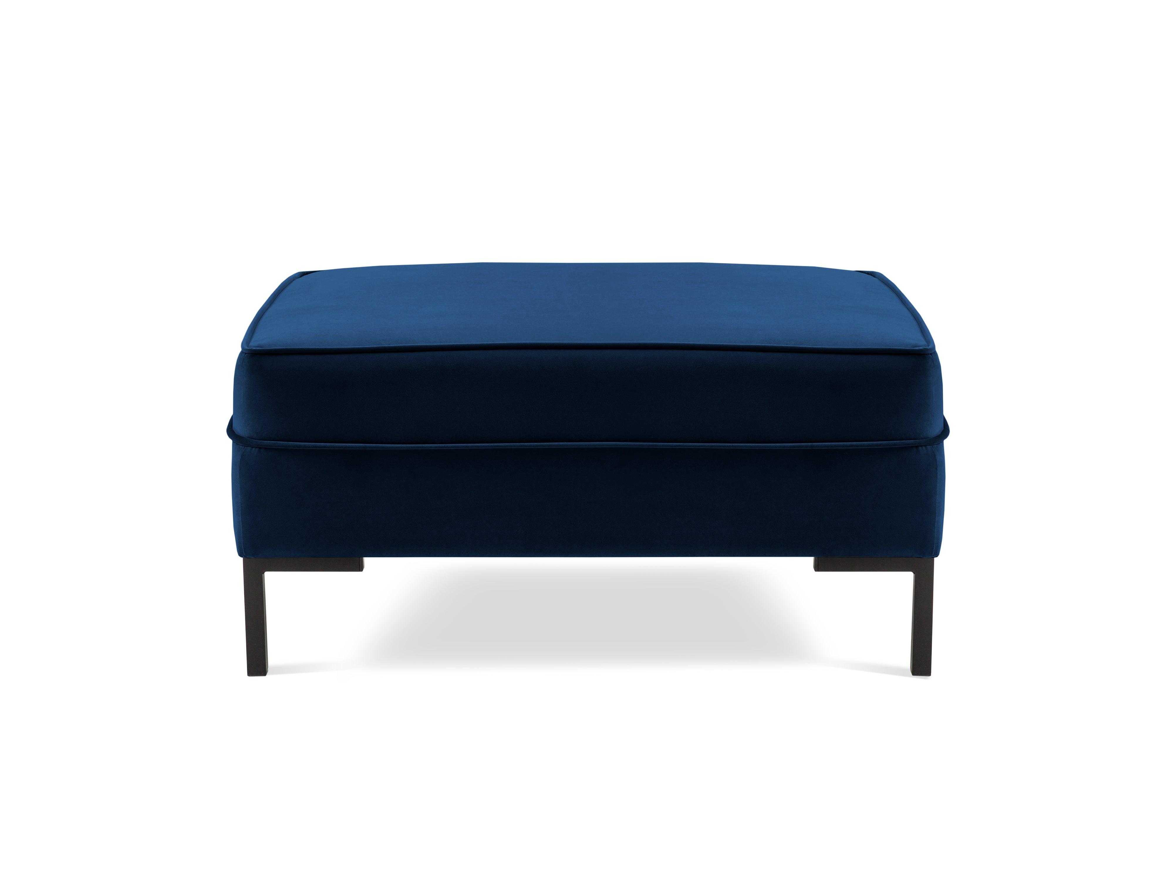 LUIS velvet pouffe royal blue with black base - Eye on Design