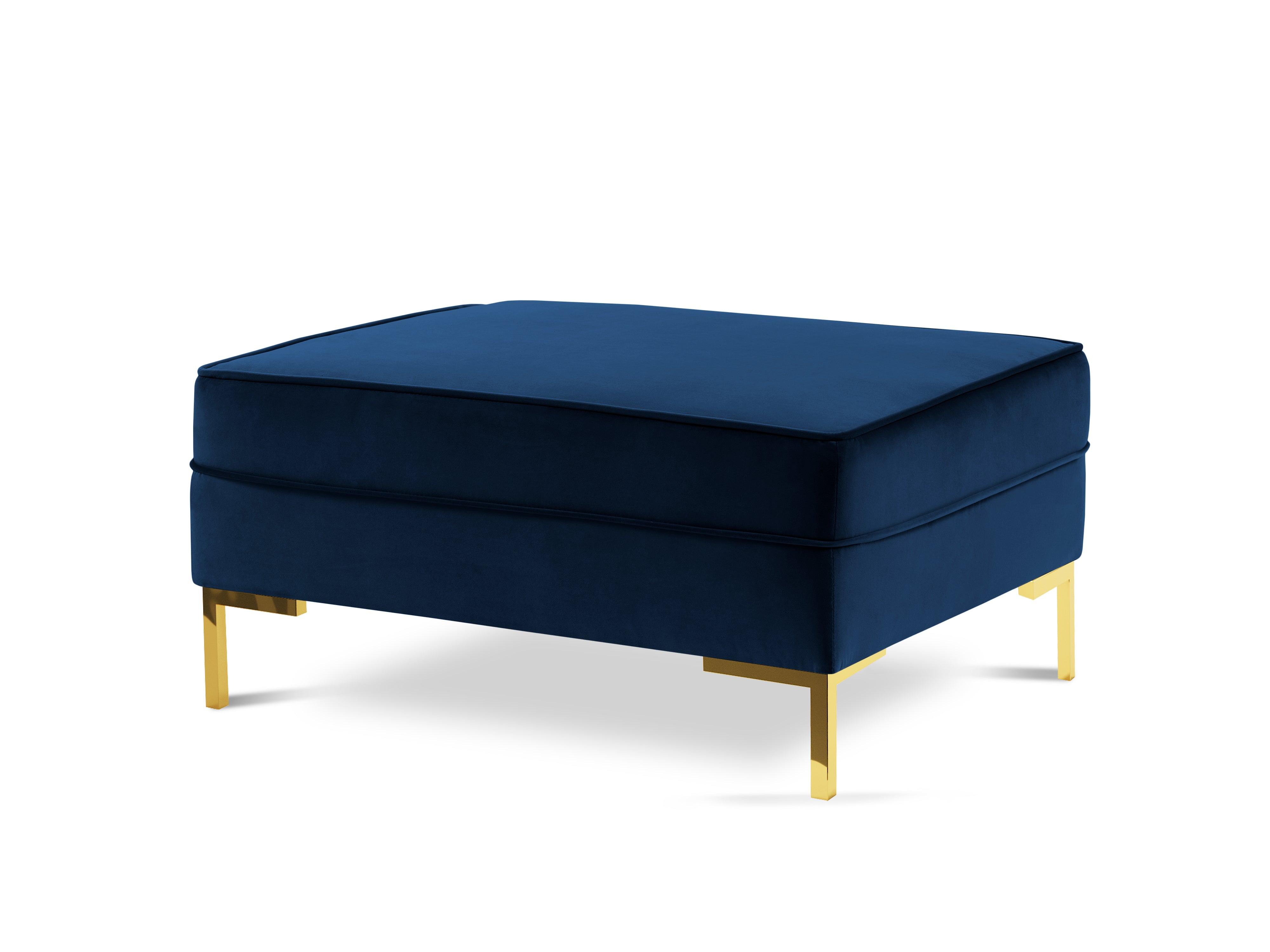 LUIS velvet pouffe royal blue with gold base - Eye on Design