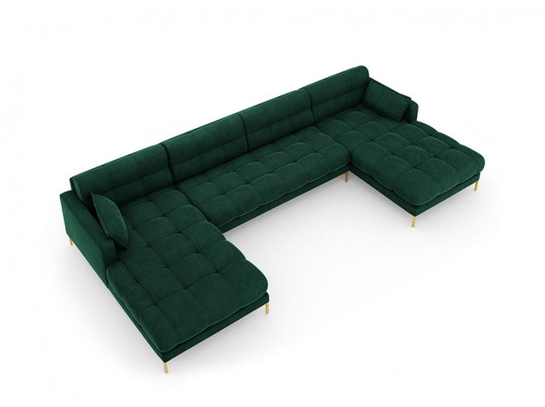 quilted velvet sofa with pillows