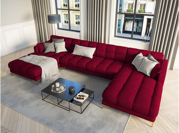 Red sofa in a modern living room