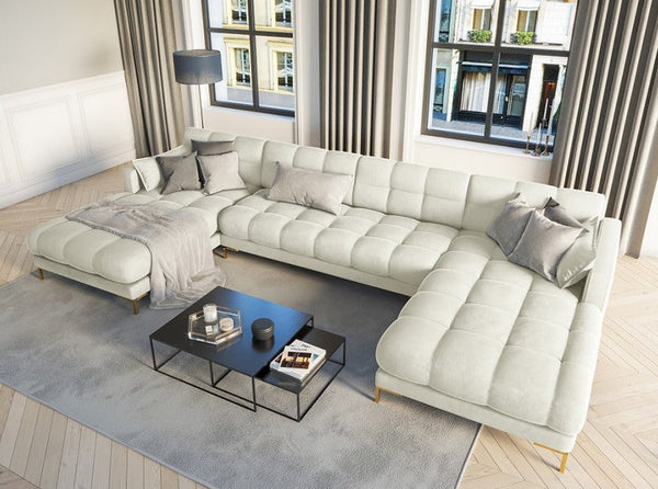 Velvet panoramic sofa for the living room