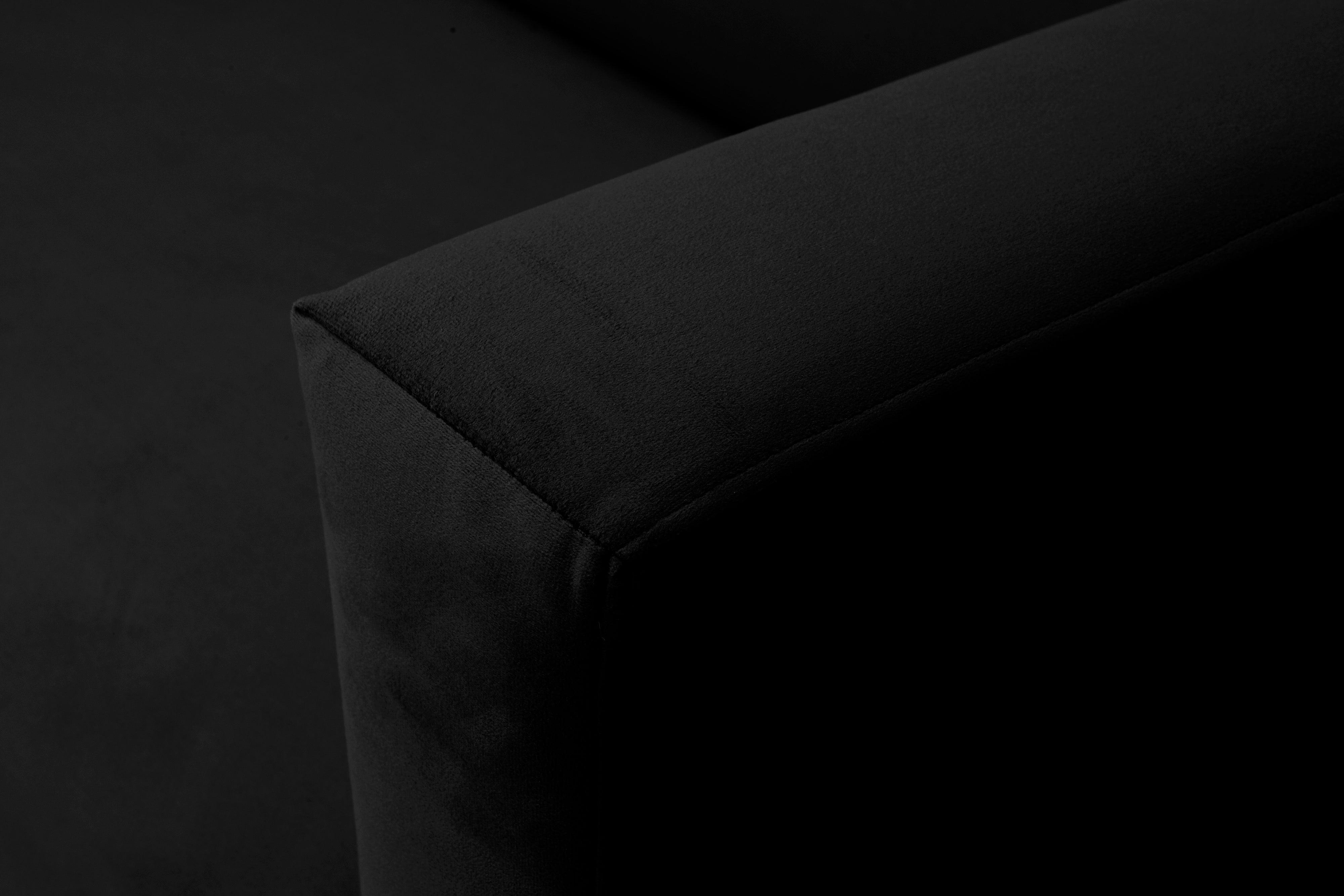 Velvet Sofa, "Neptune", 3 Seats, 195x79x76
 ,Black,Black Metal Frame, Windsor & Co, Eye on Design