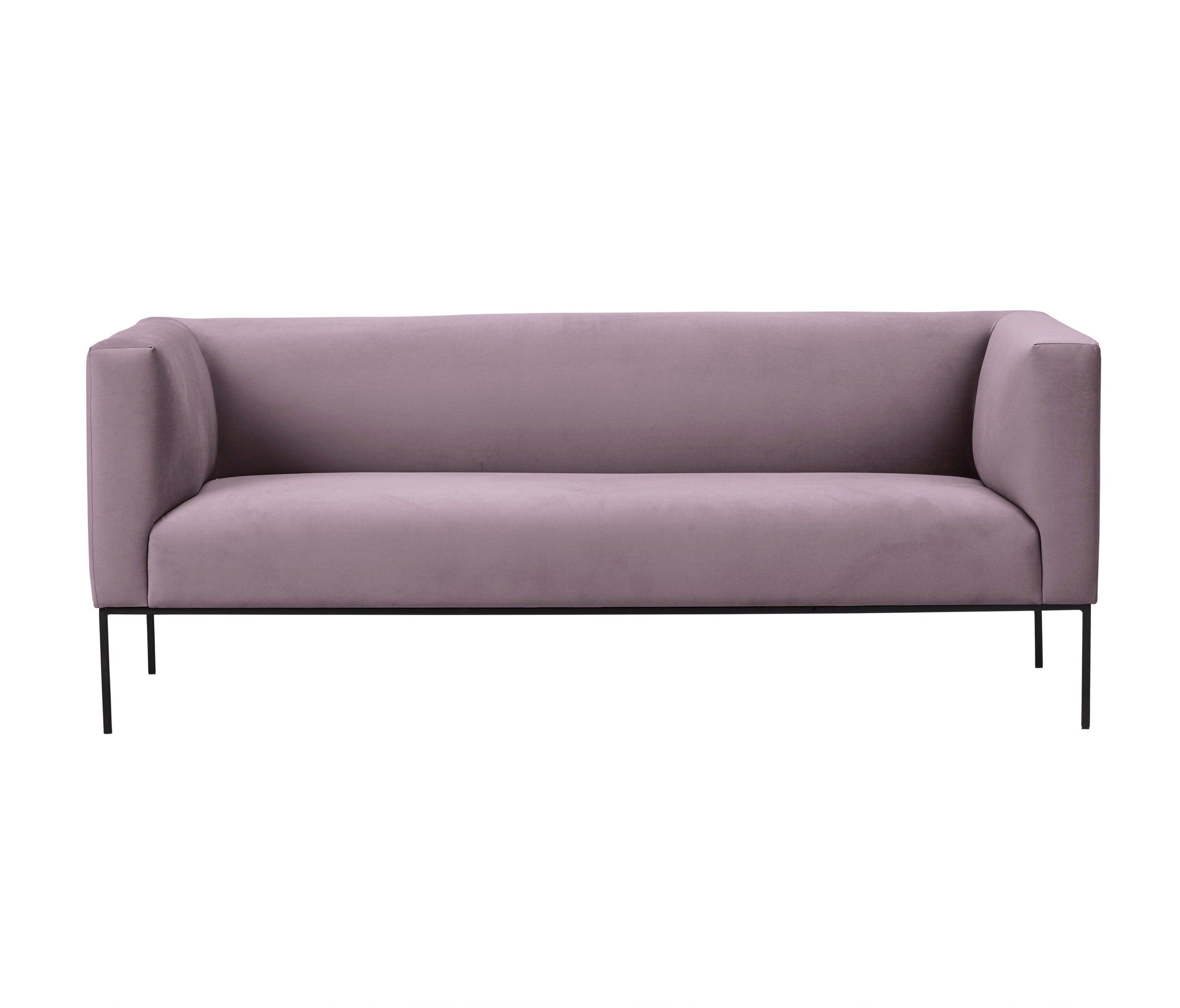 Velvet Sofa, "Neptune", 3 Seats, 195x79x76
 ,Pink,Black Metal Frame, Windsor & Co, Eye on Design