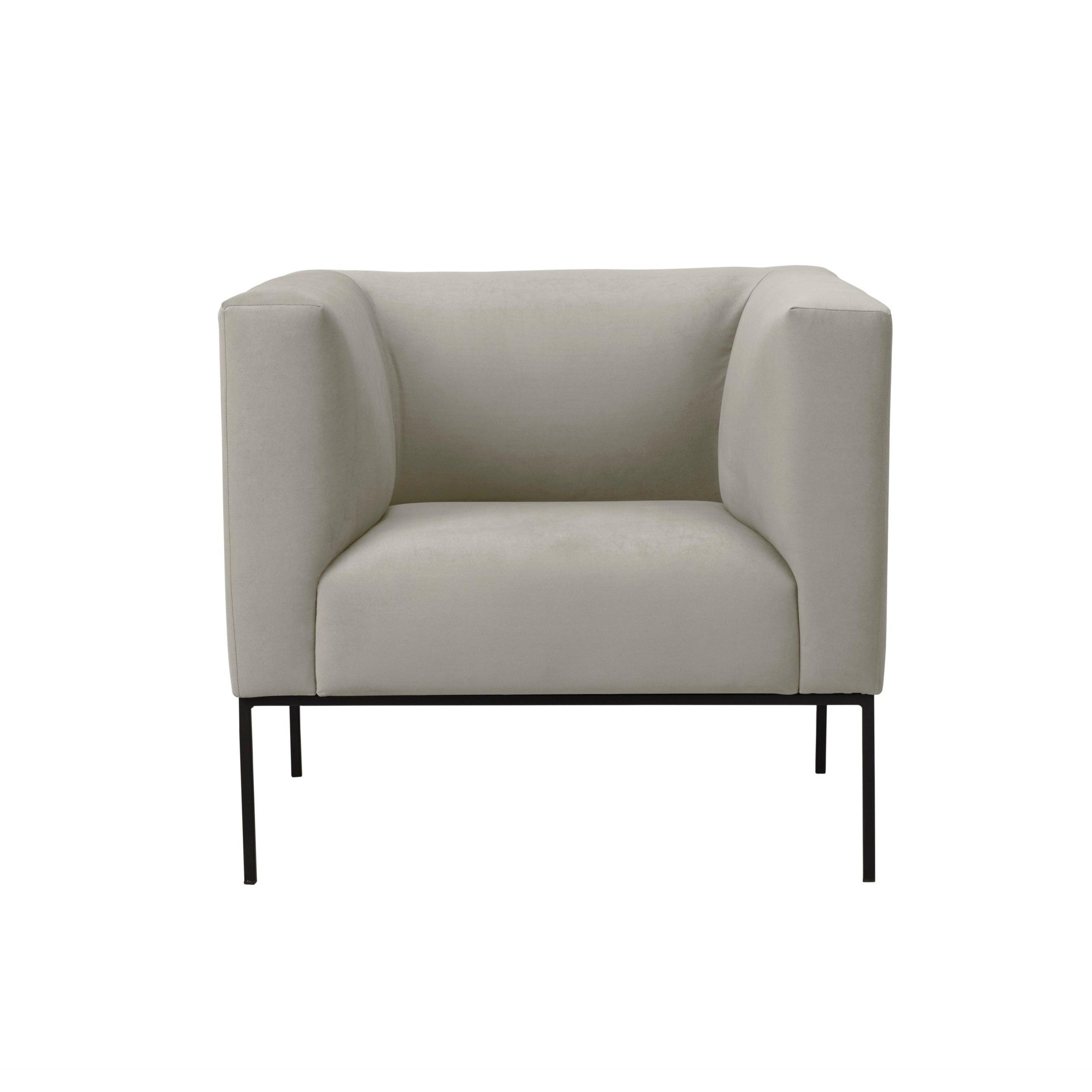 Velvet Armchair, "Neptune", 1 Seat, 85x79x76
 ,Beige,Black Metal Frame, Windsor & Co, Eye on Design