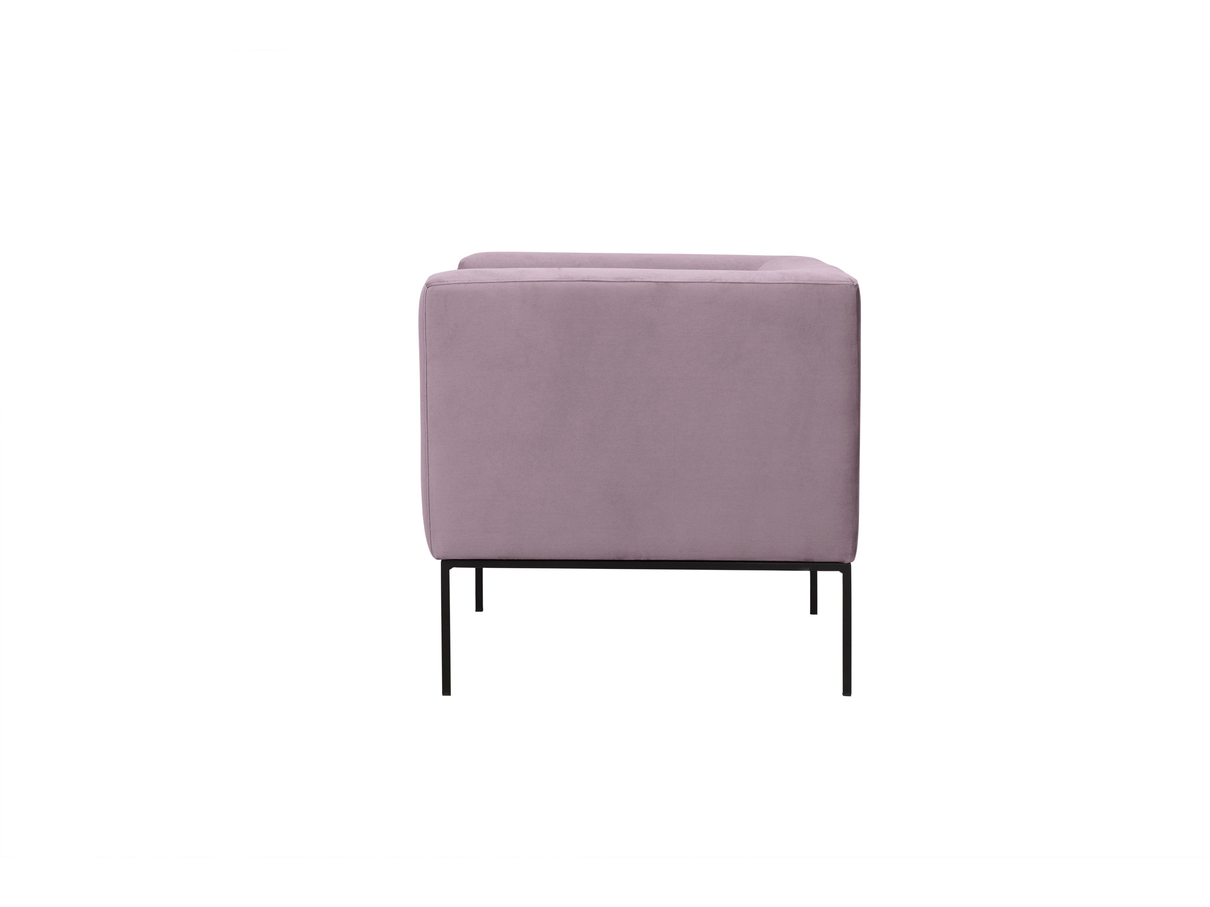 Velvet Armchair, "Neptune", 1 Seat, 85x79x76
 ,Pink,Black Metal Frame, Windsor & Co, Eye on Design