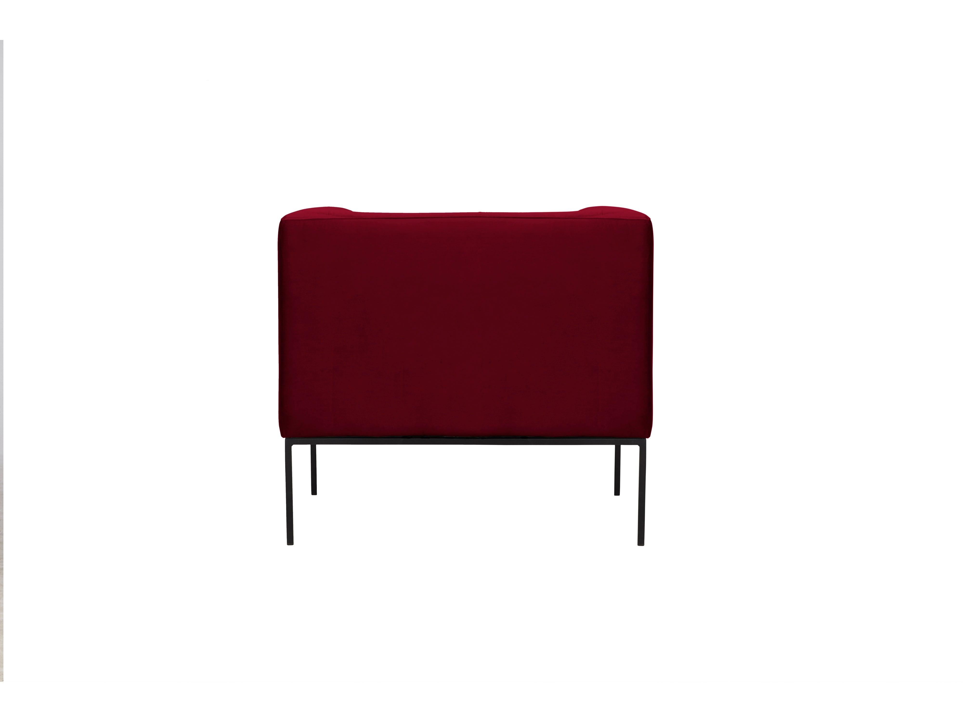 Velvet Armchair, "Neptune", 1 Seat, 85x79x76
 ,Red,Black Metal Frame, Windsor & Co, Eye on Design