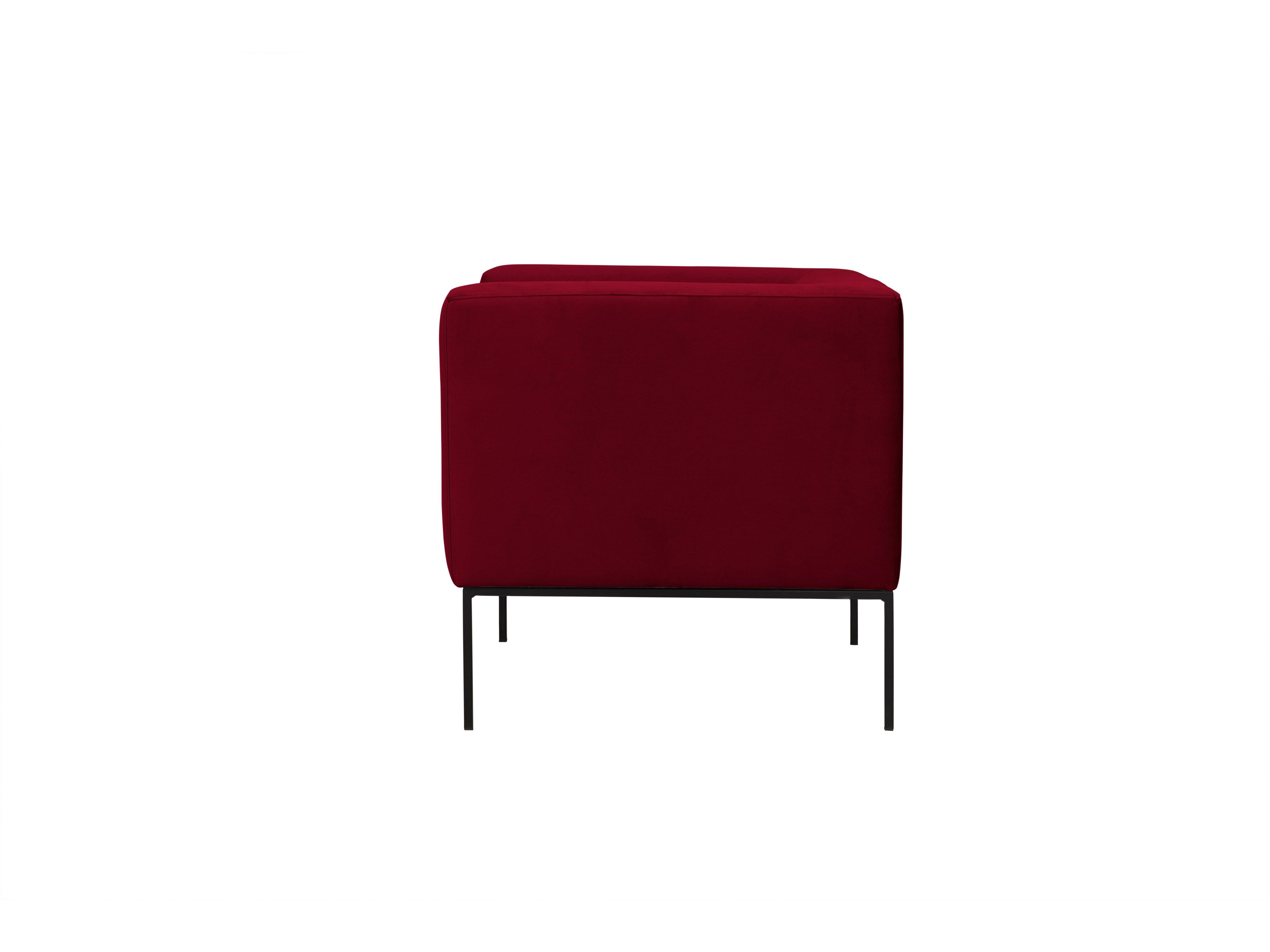 Velvet Armchair, "Neptune", 1 Seat, 85x79x76
 ,Red,Black Metal Frame, Windsor & Co, Eye on Design