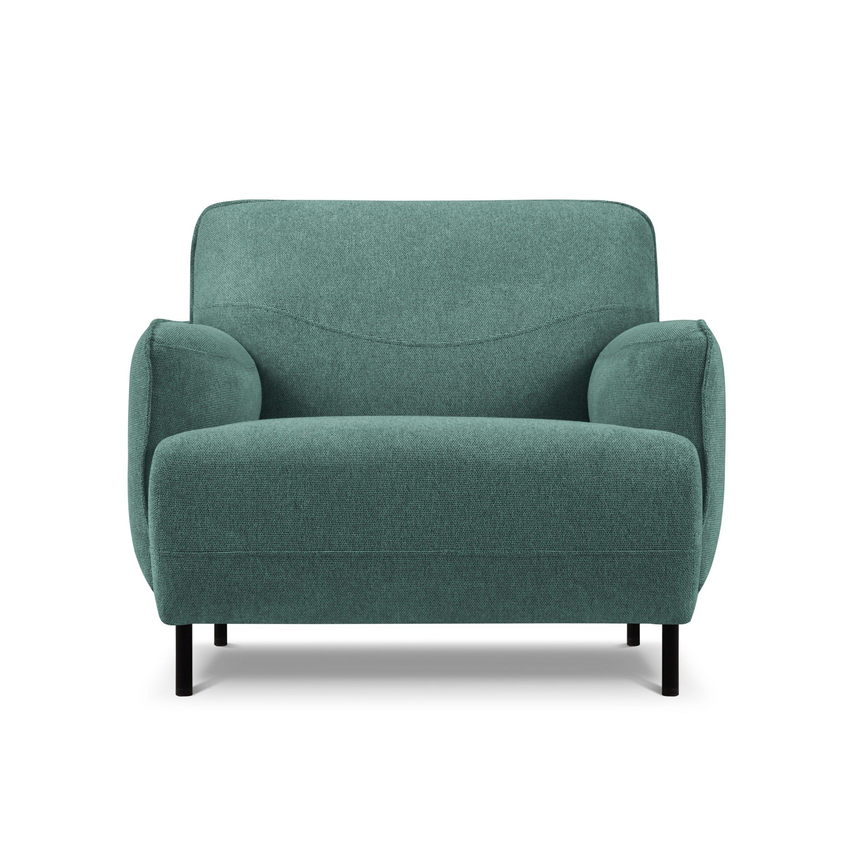 Armchair, "Neso", 1 Seat, 88x90x76
 ,Turquoise,Black Metal, Windsor & Co, Eye on Design