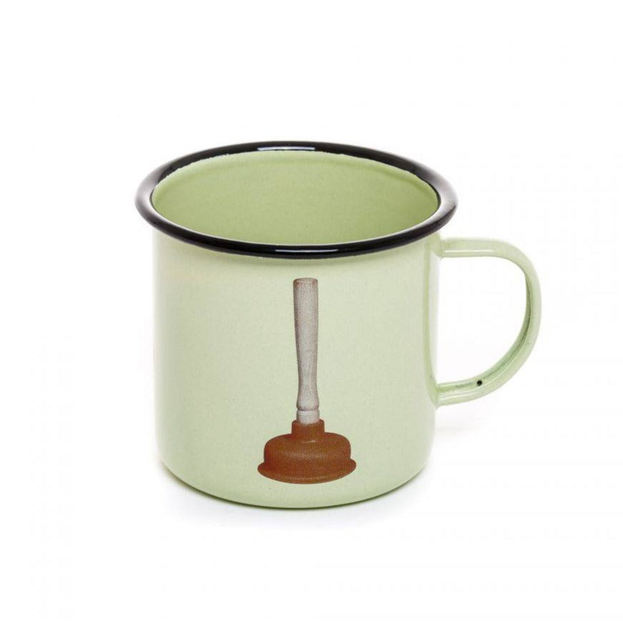 Enamel mug PLUNGER green