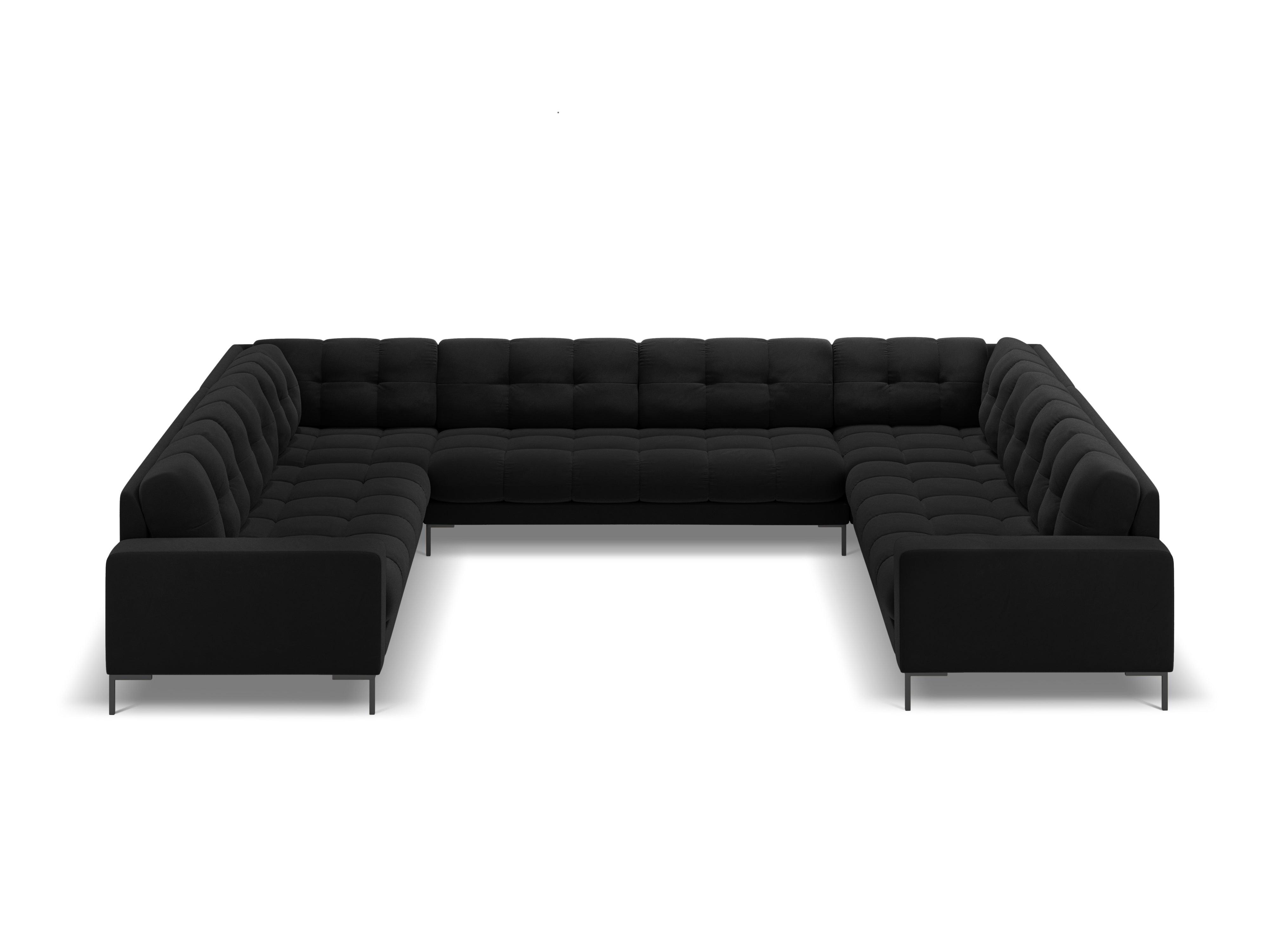 Panoramic velvet sofa 9-seater BALI black with black base - Eye on Design