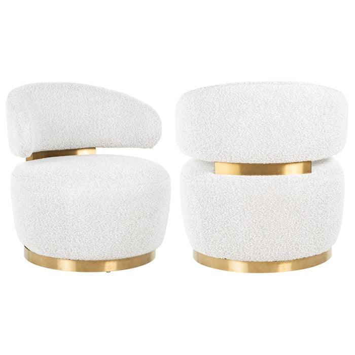 PARMA swivel armchair white boucle - Eye on Design