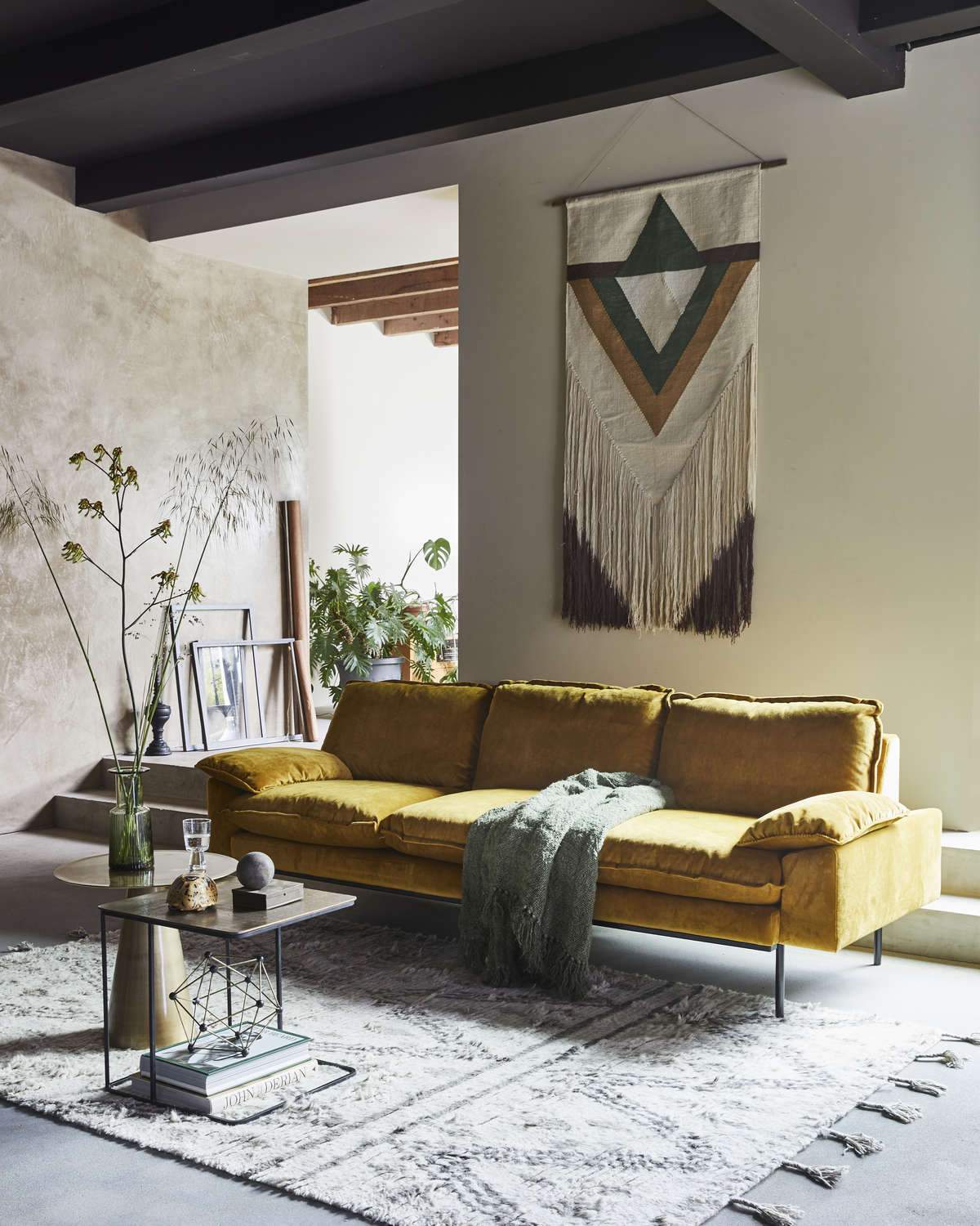 RETRO 2-seater velvet sofa, golden ochre, HKliving, Eye on Design