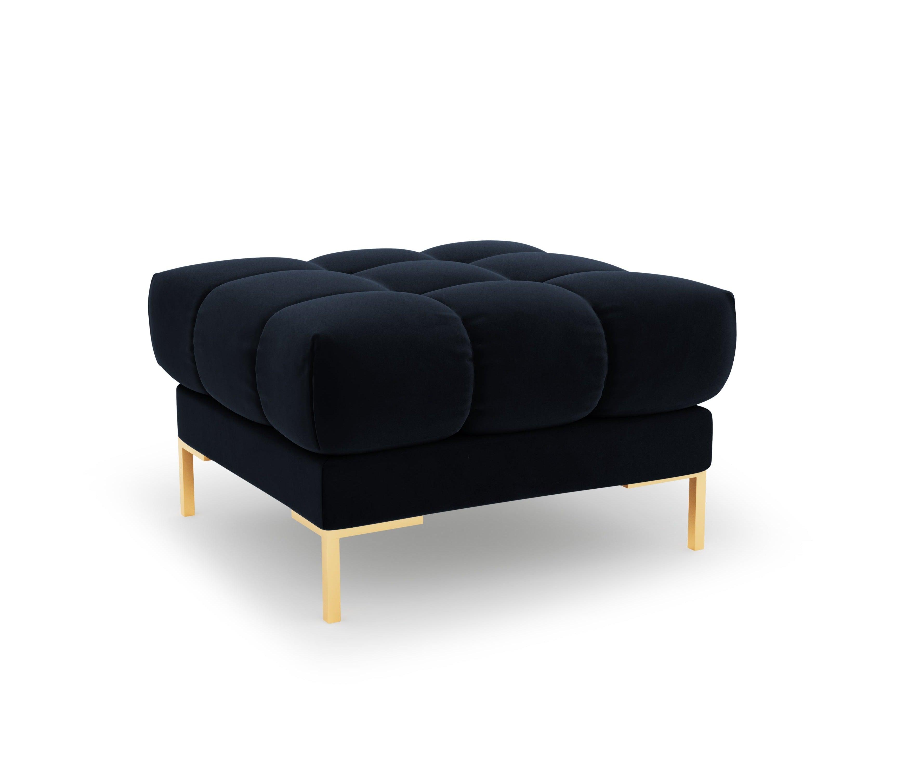 Pouffe velvet BALI dark blue with gold base - Eye on Design