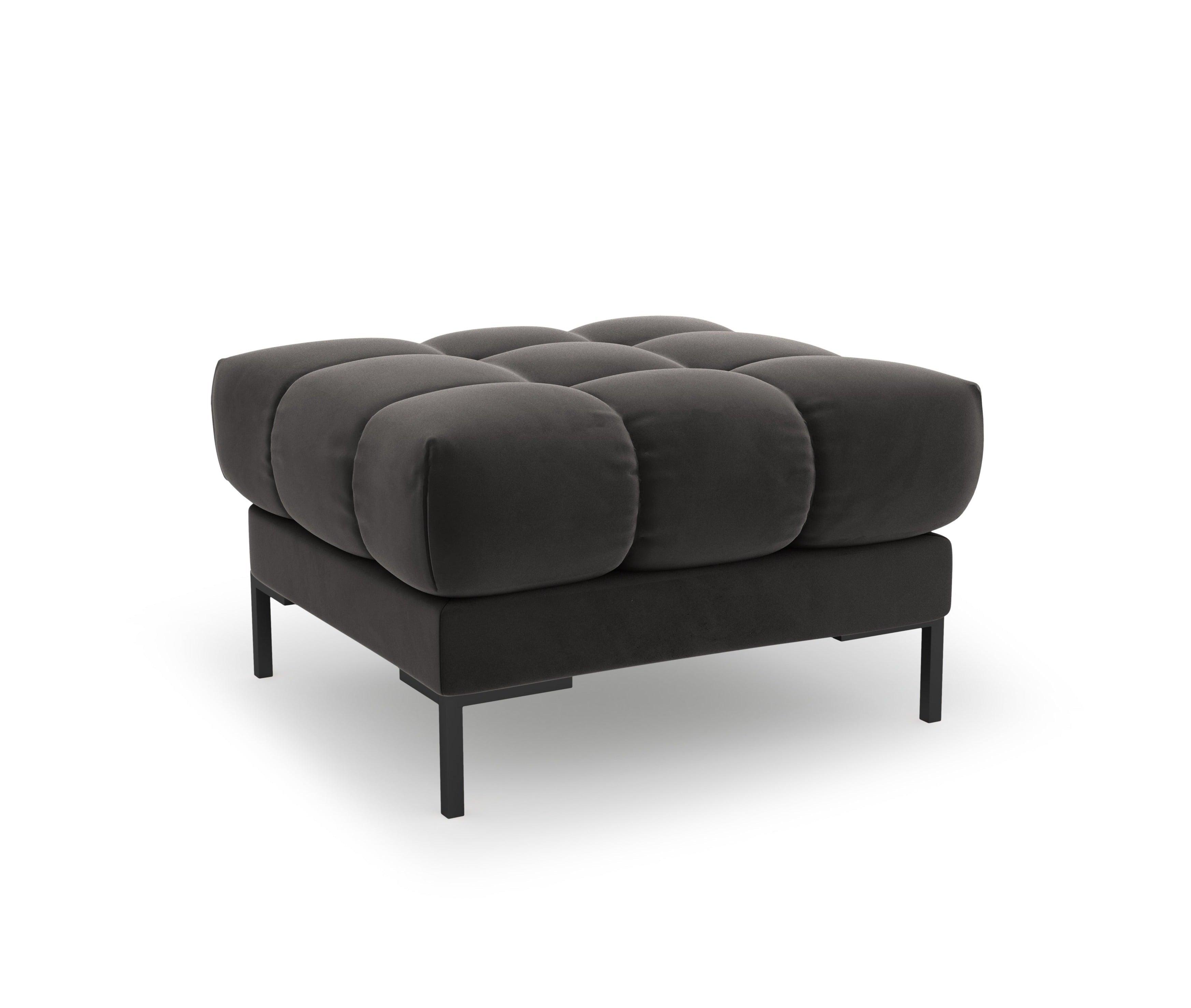 Pouffe velvet BALI dark grey with black base - Eye on Design