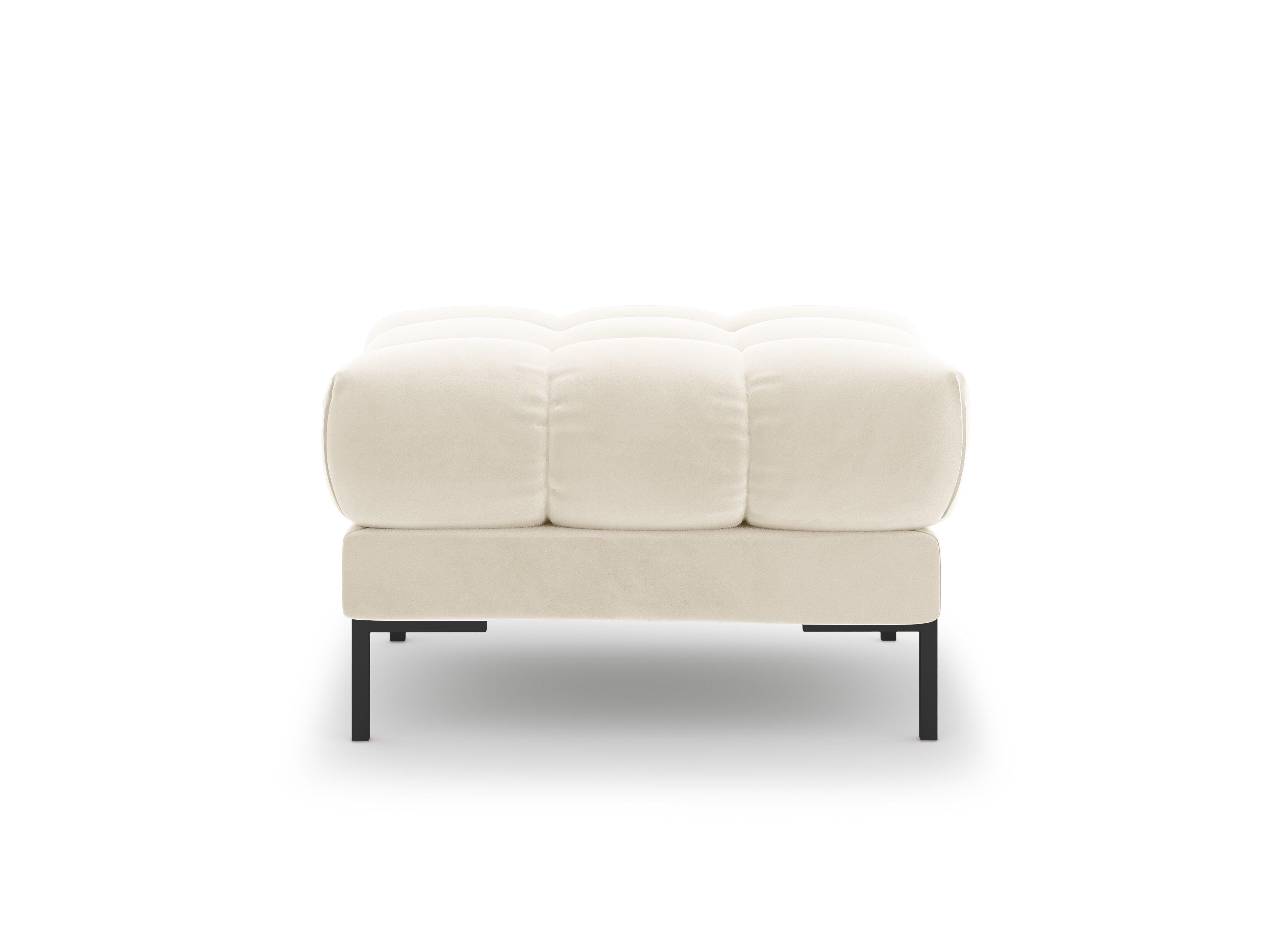 Pouffe velvet BALI light beige with black base - Eye on Design