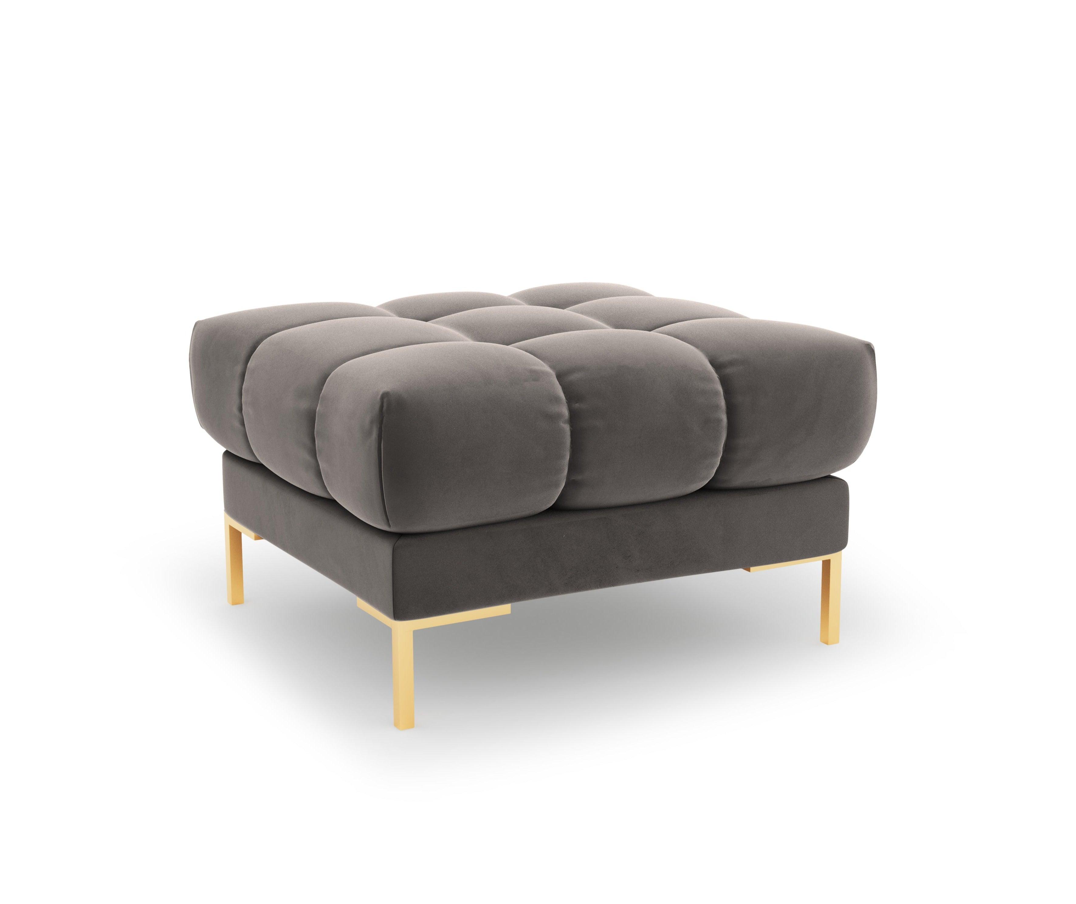 Pouffe velvet BALI light grey with gold base - Eye on Design