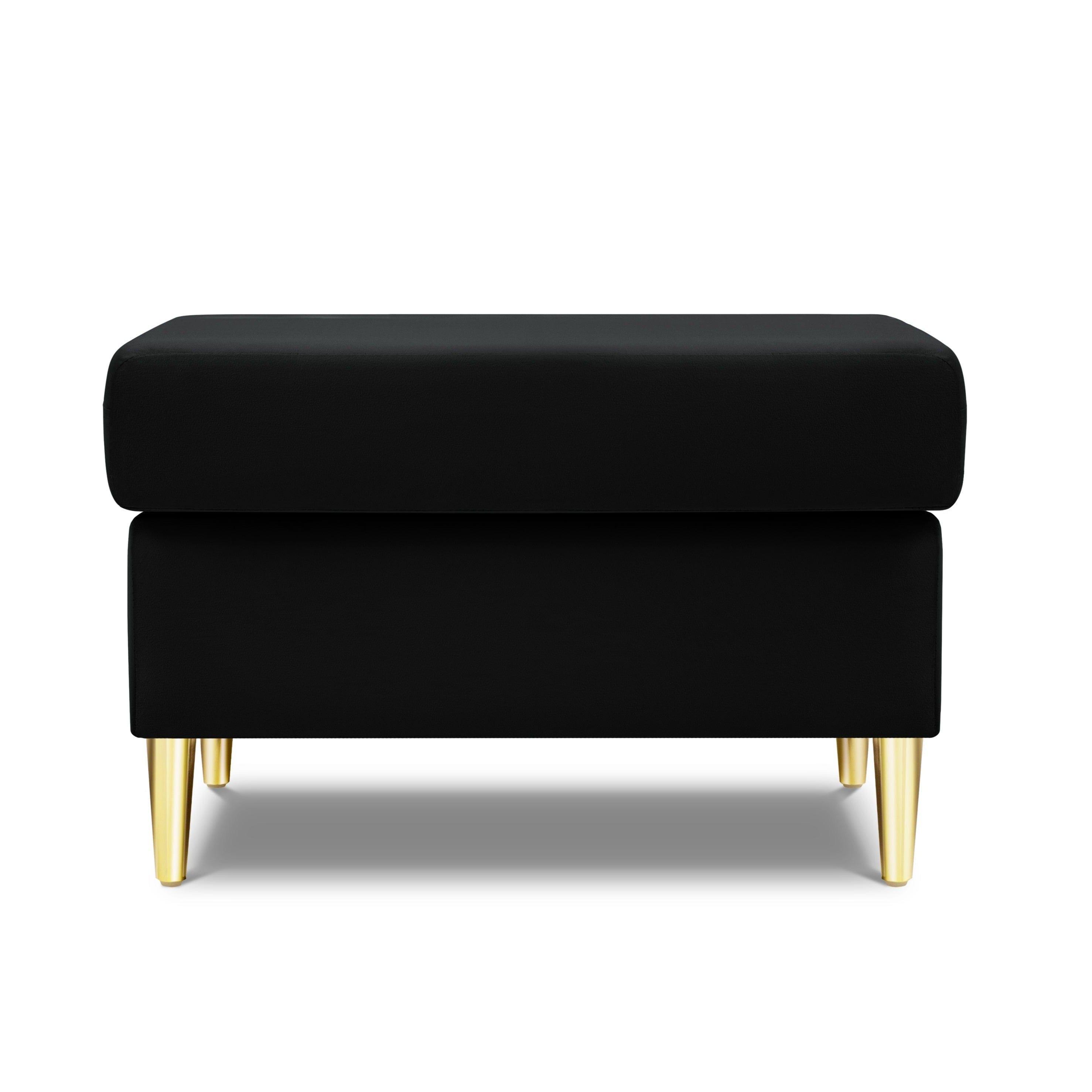 Pouffe velvet KYOTO black with golden base - Eye on Design