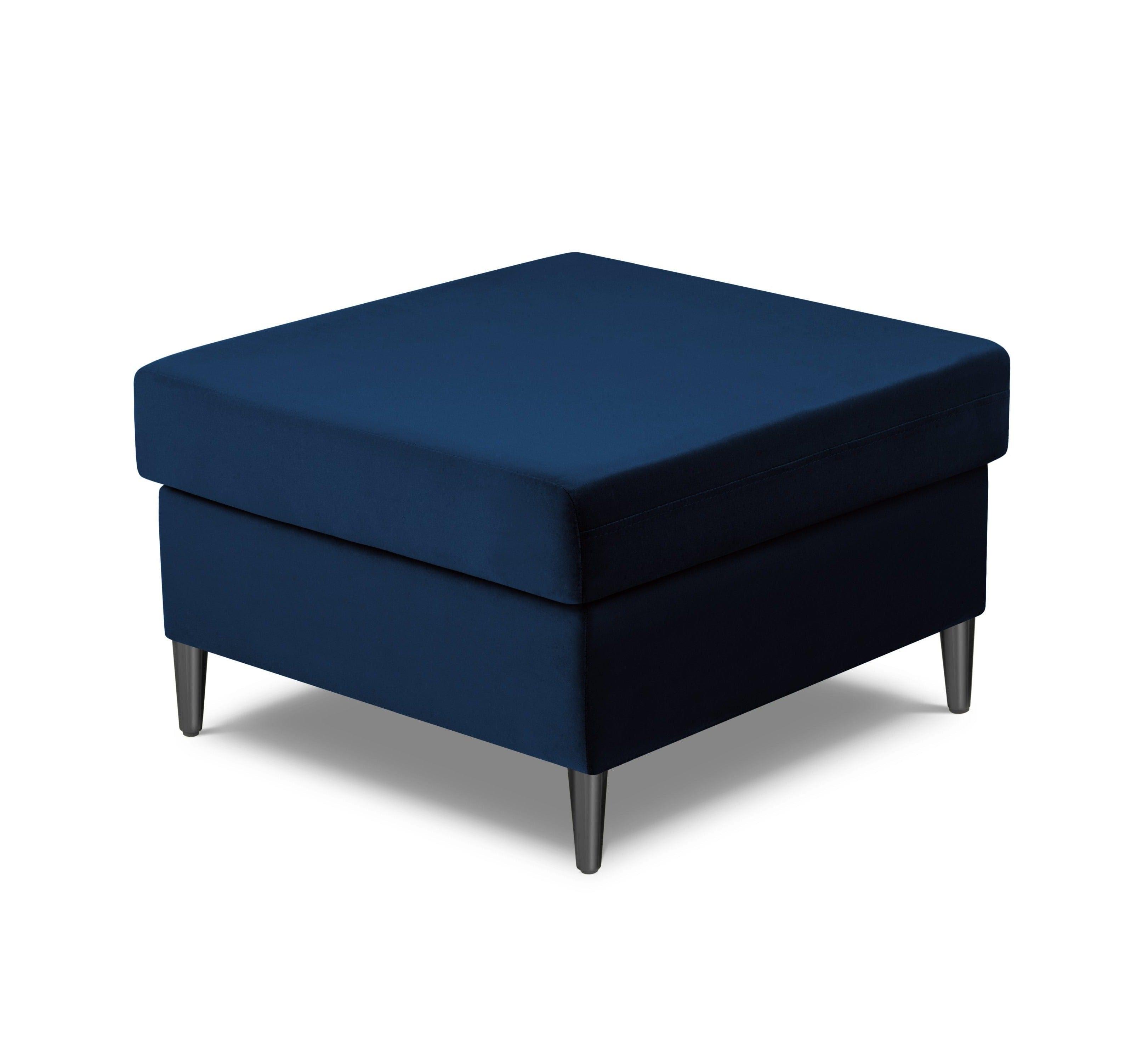 Pouffe velvet KYOTO blue with black base - Eye on Design