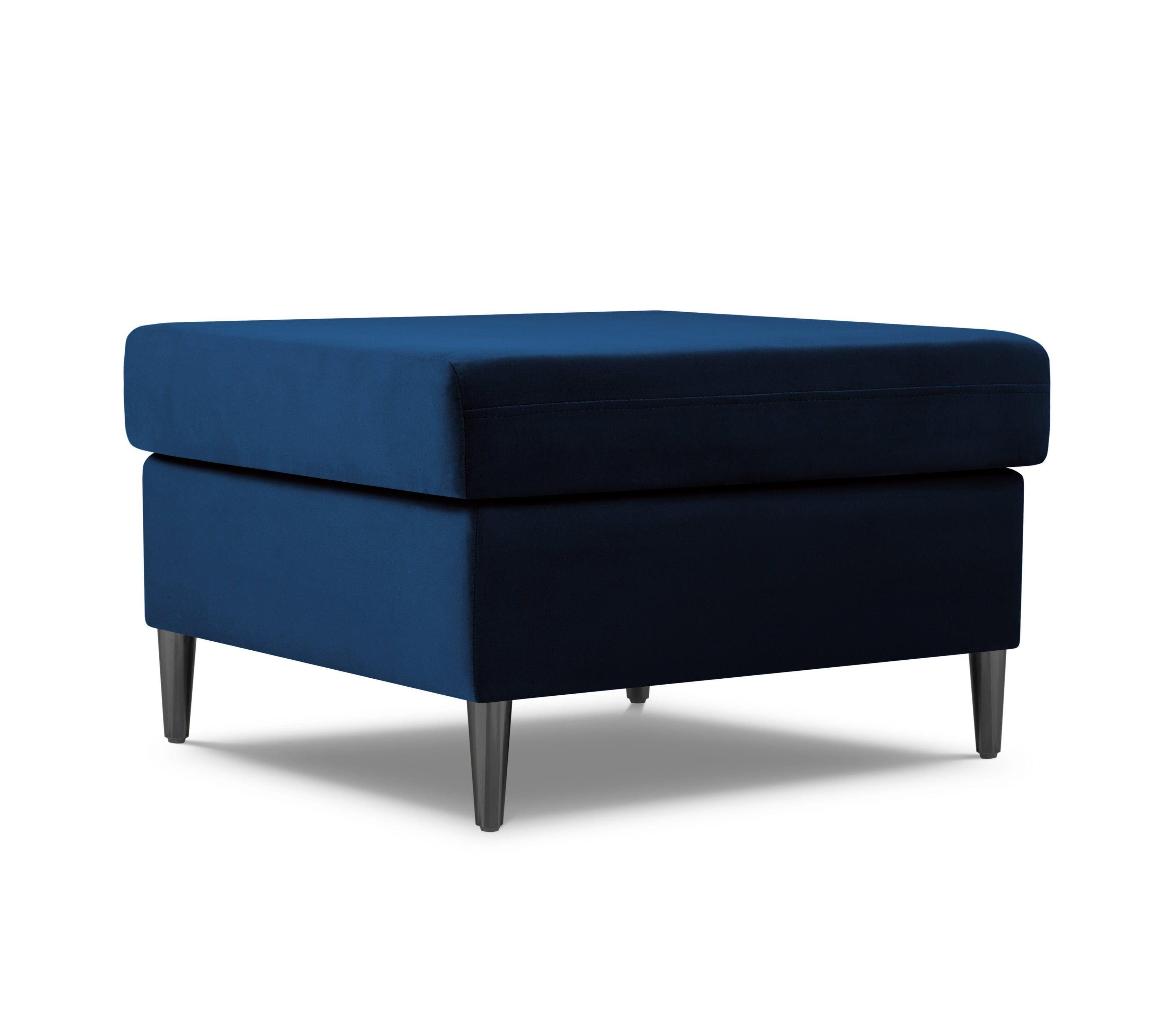 Pouffe velvet KYOTO blue with black base - Eye on Design