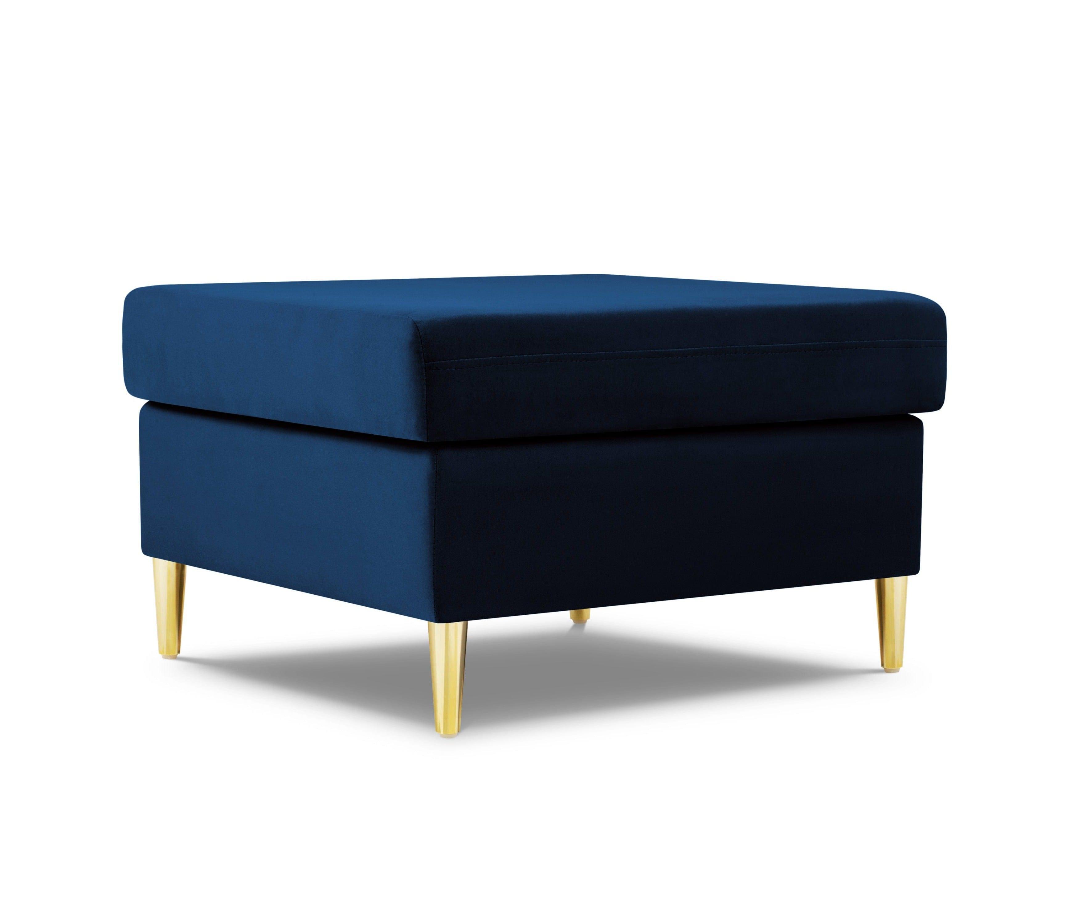 Pouffe velvet KYOTO blue with golden base - Eye on Design