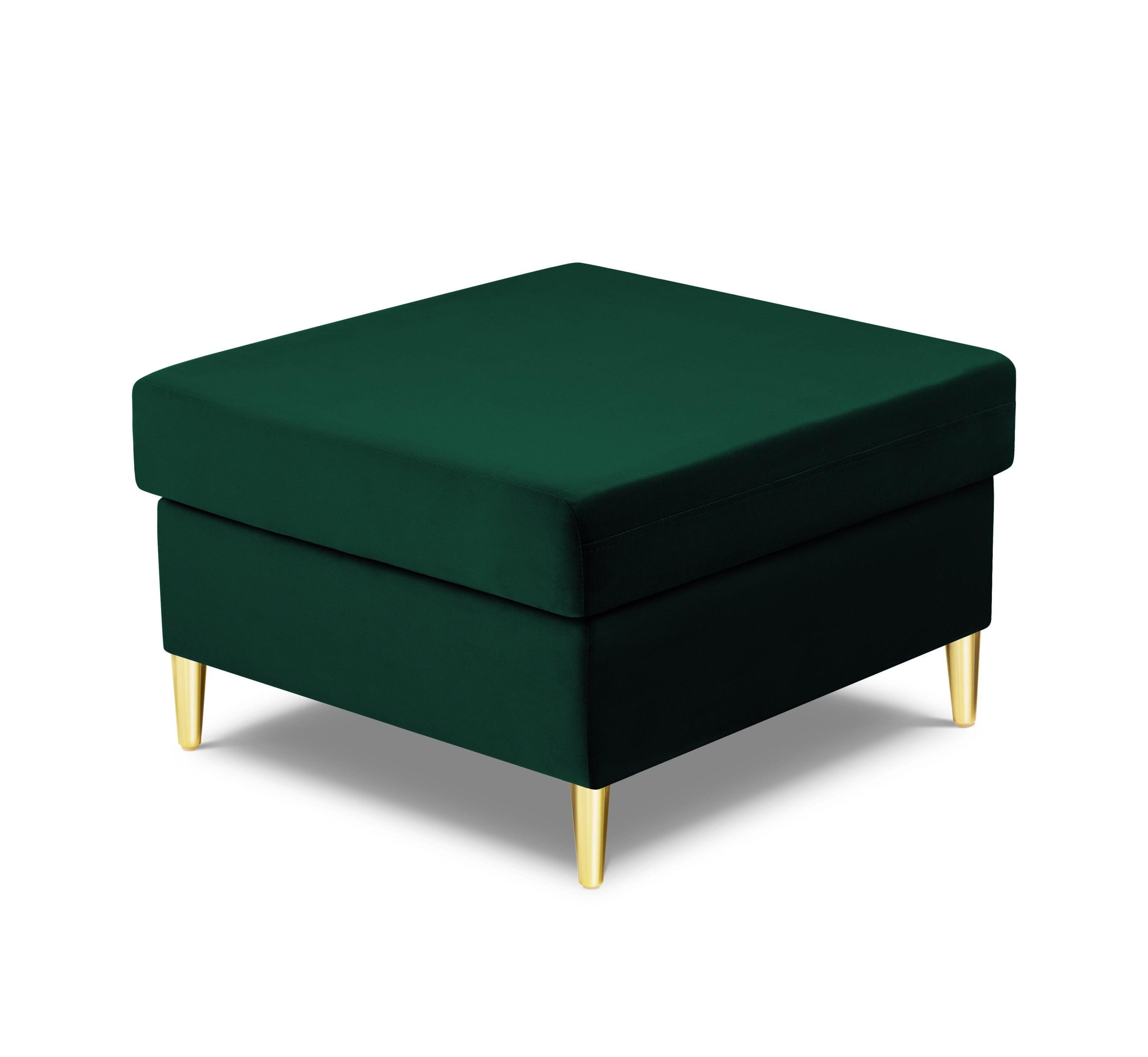 Pouffe velvet KYOTO bottle green with golden base - Eye on Design