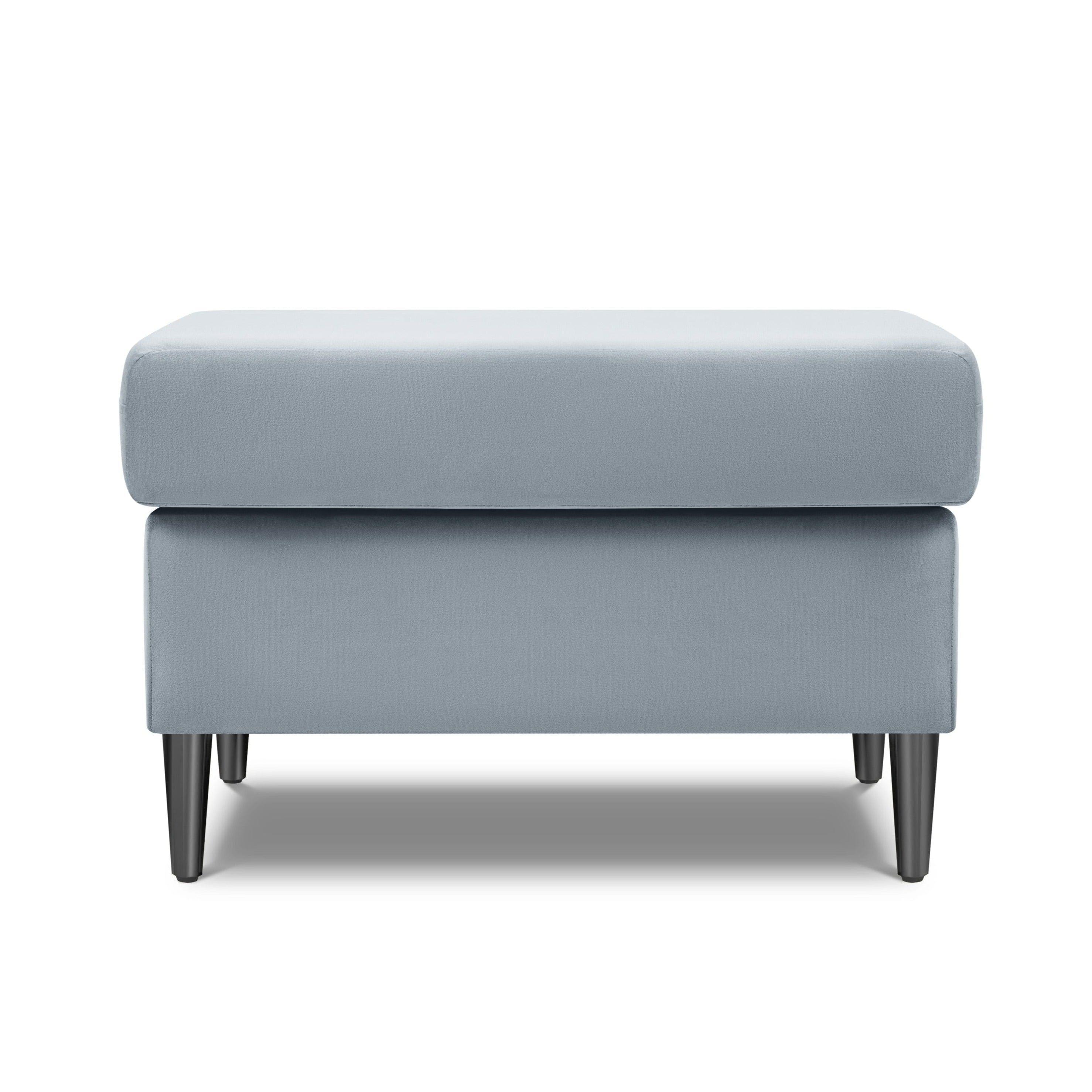 Pouffe velvet KYOTO light blue with black base - Eye on Design