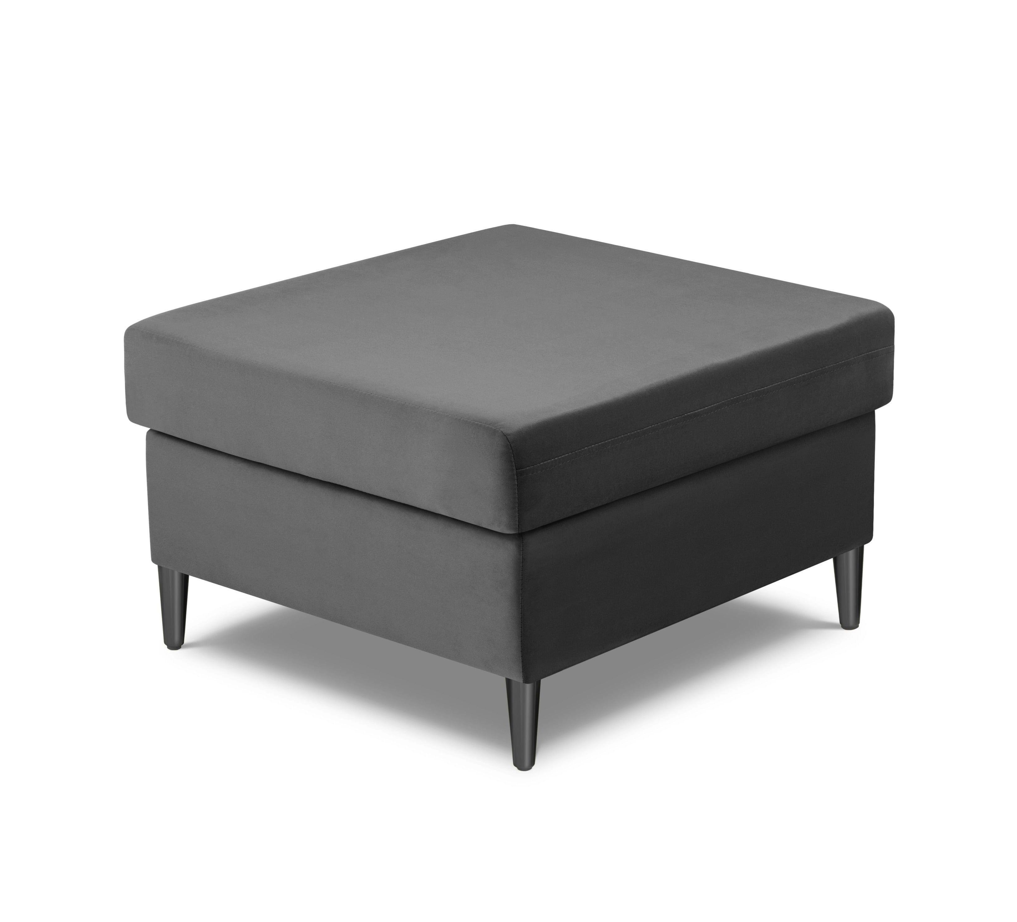 Pouffe velvet KYOTO light grey with black base - Eye on Design