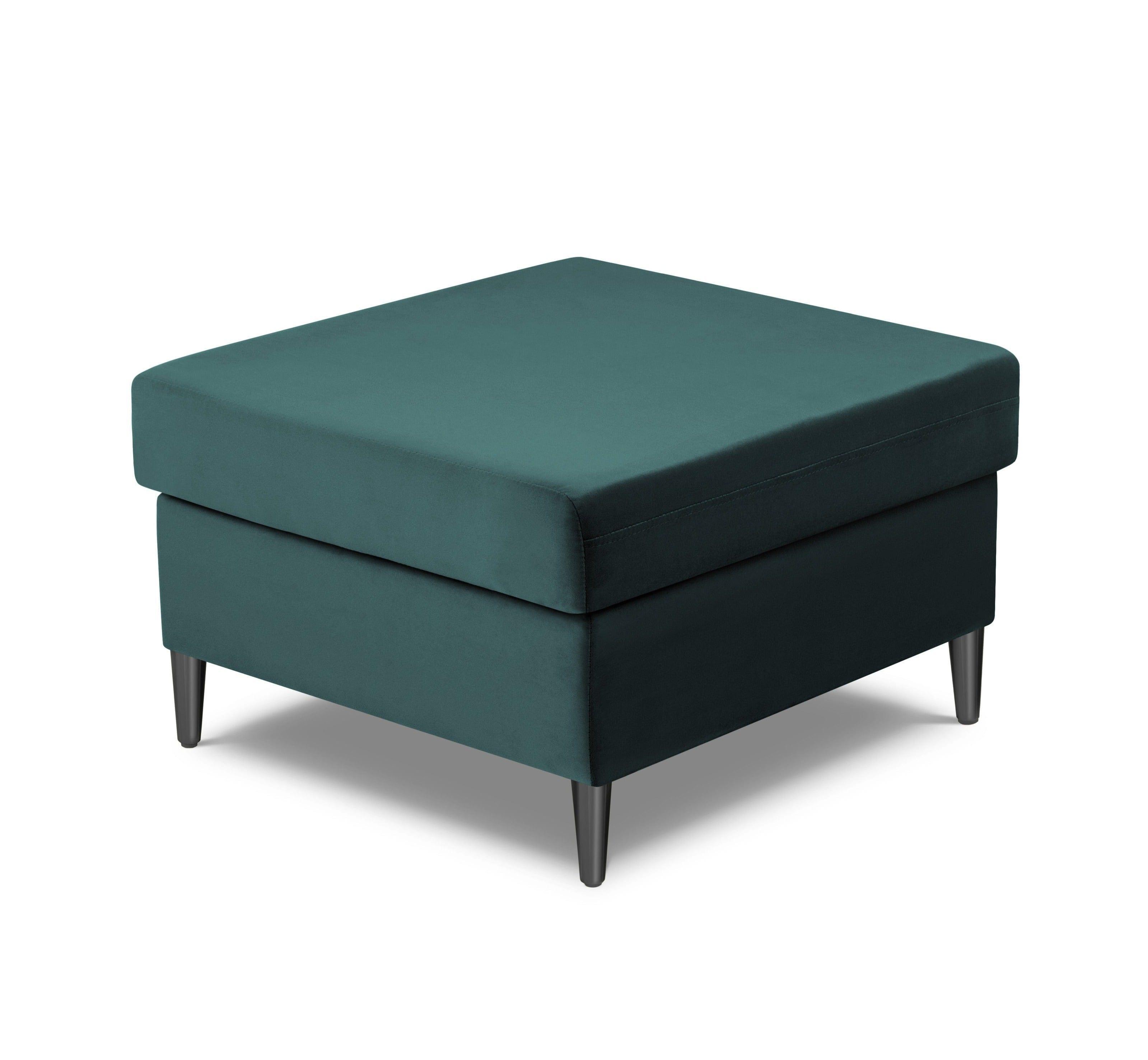 Pouffe velvet KYOTO petrol with black base - Eye on Design