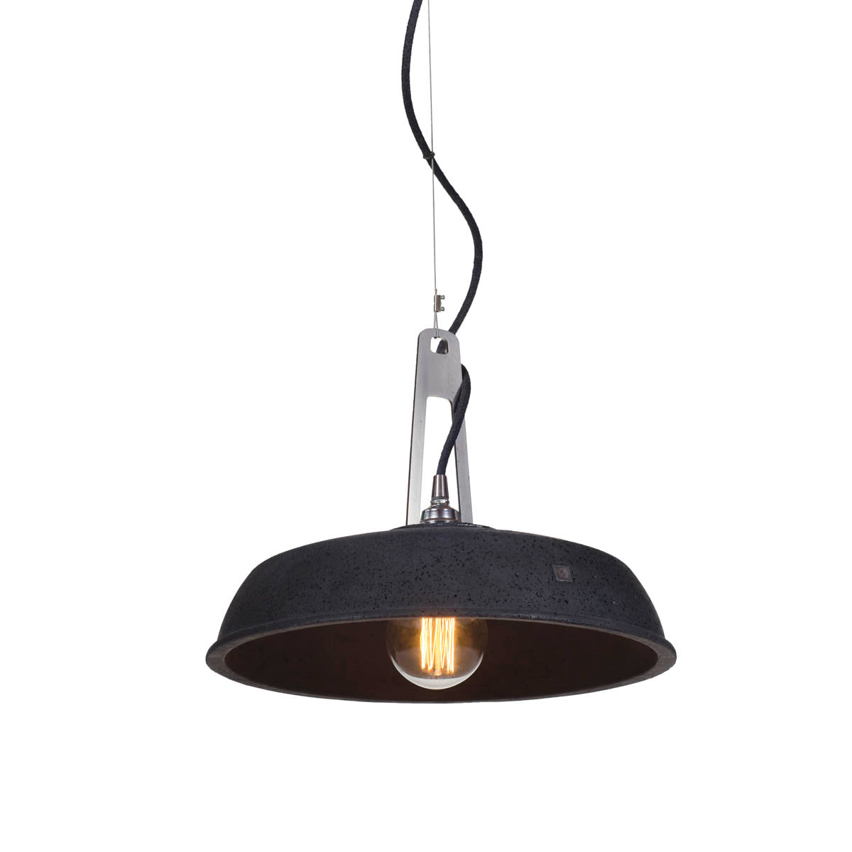 Industriola is a unique hanging lamp that will attract every look with its appearance. The concrete lampshade, whose color can be selected, will perfectly complement any industrial or loft interior. Steel finishing elements emphasize the factory nature of this lighting. Nickel stopwatch at the top allows hanging at any height. Manual performance ensures the uniqueness of each copy.