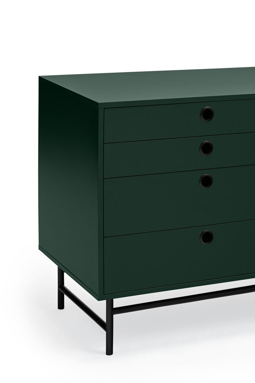 PUNTO low chest of drawers dark green - Eye on Design