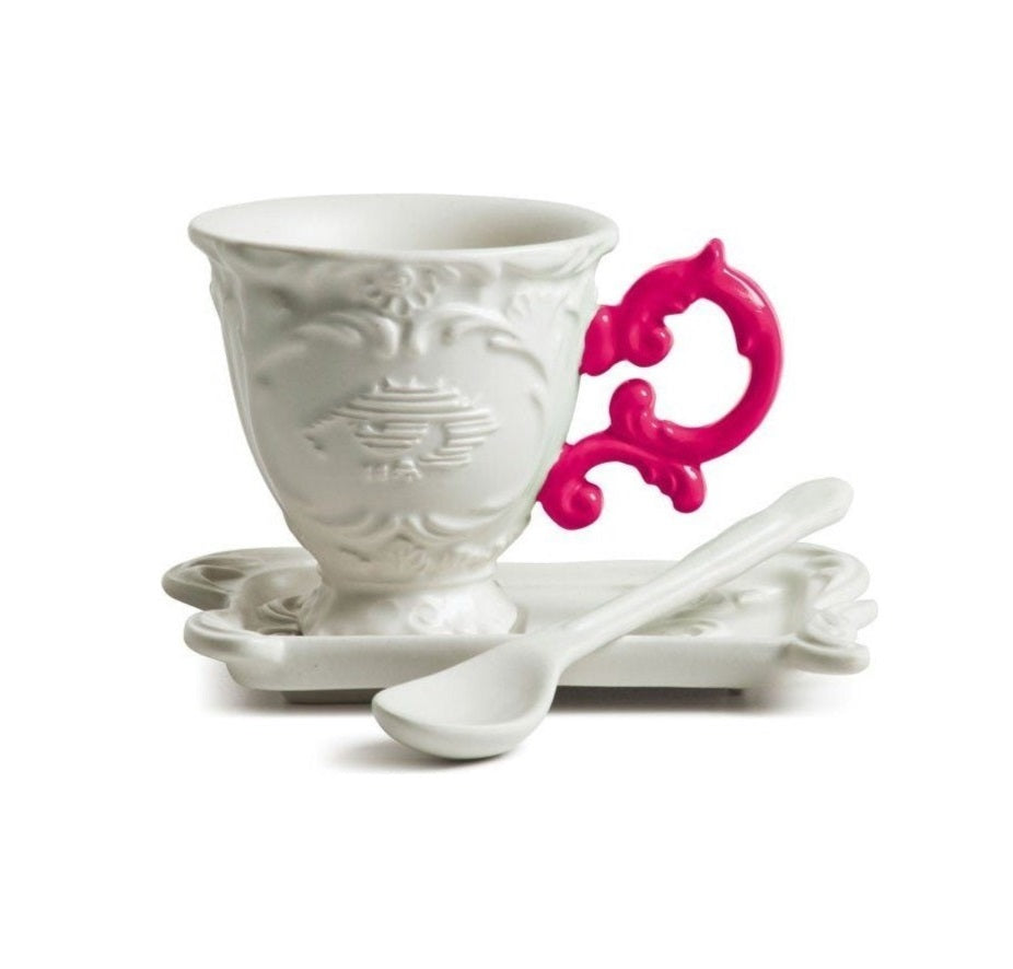 Cup with spoon and saucer I-WARES I-COFFEE fuchsia