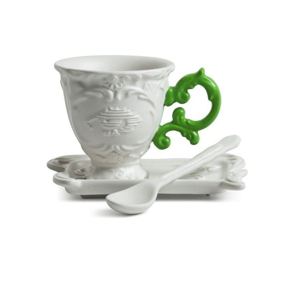 Cup with spoon and saucer I-WARES I-COFFEE green