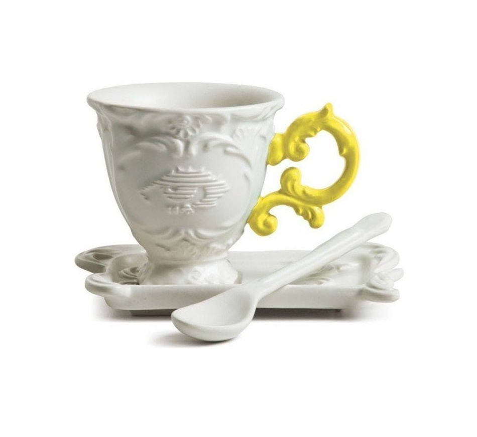 Cup with spoon and saucer I-WARES I-COFFEE yellow