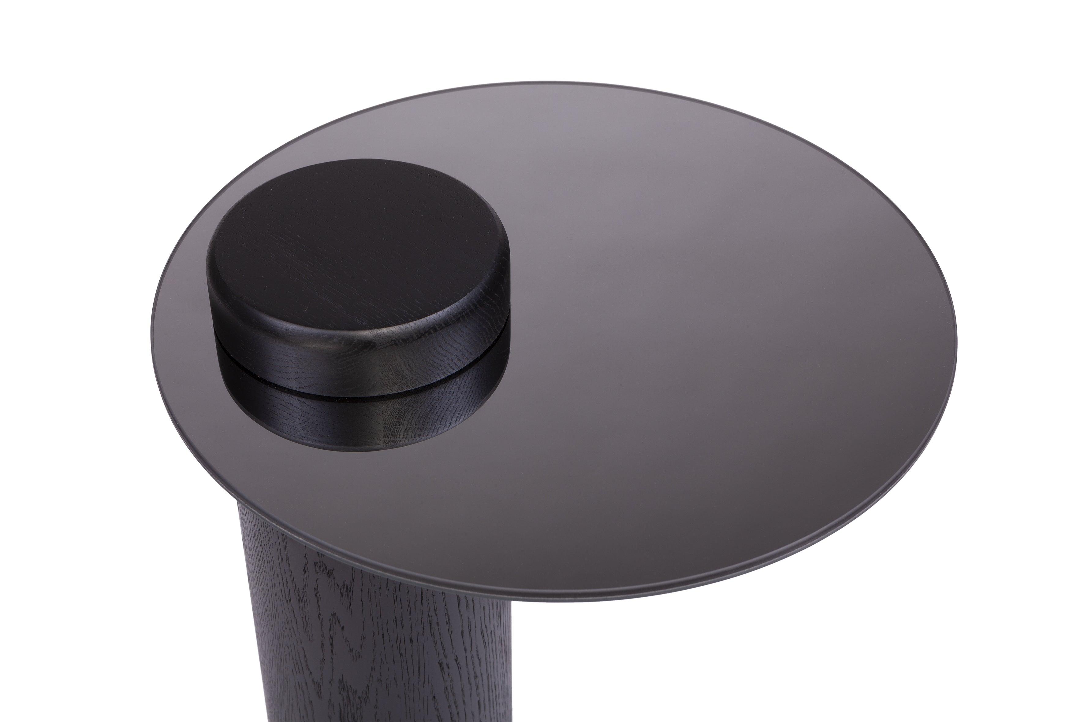 SKIEN #1 black oak table with mirrored top - Eye on Design