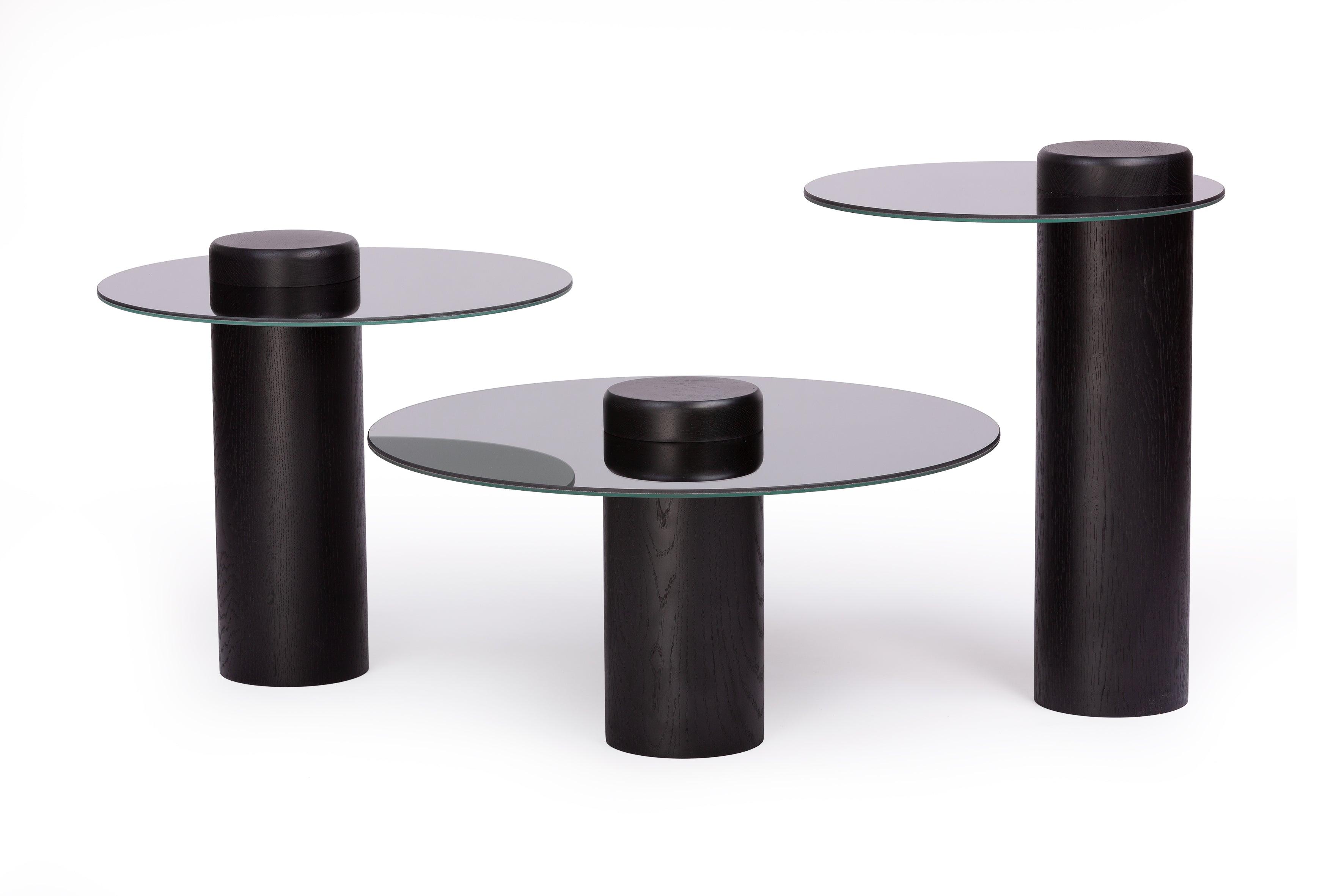 SKIEN #2 black oak table with mirror top - Eye on Design