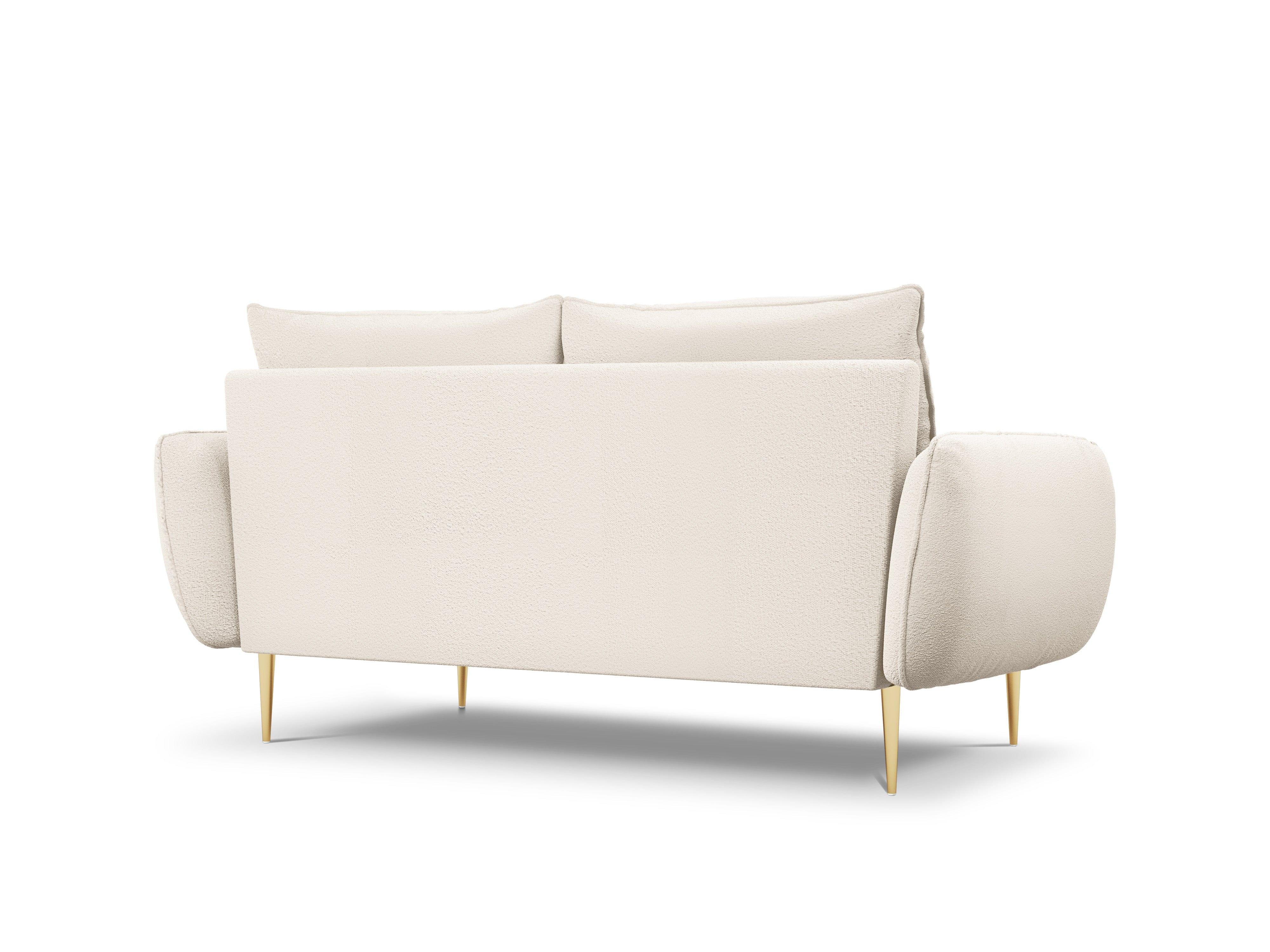 Sofa in boucle fabric 2 seater VIENNA beige with gold base - Eye on Design