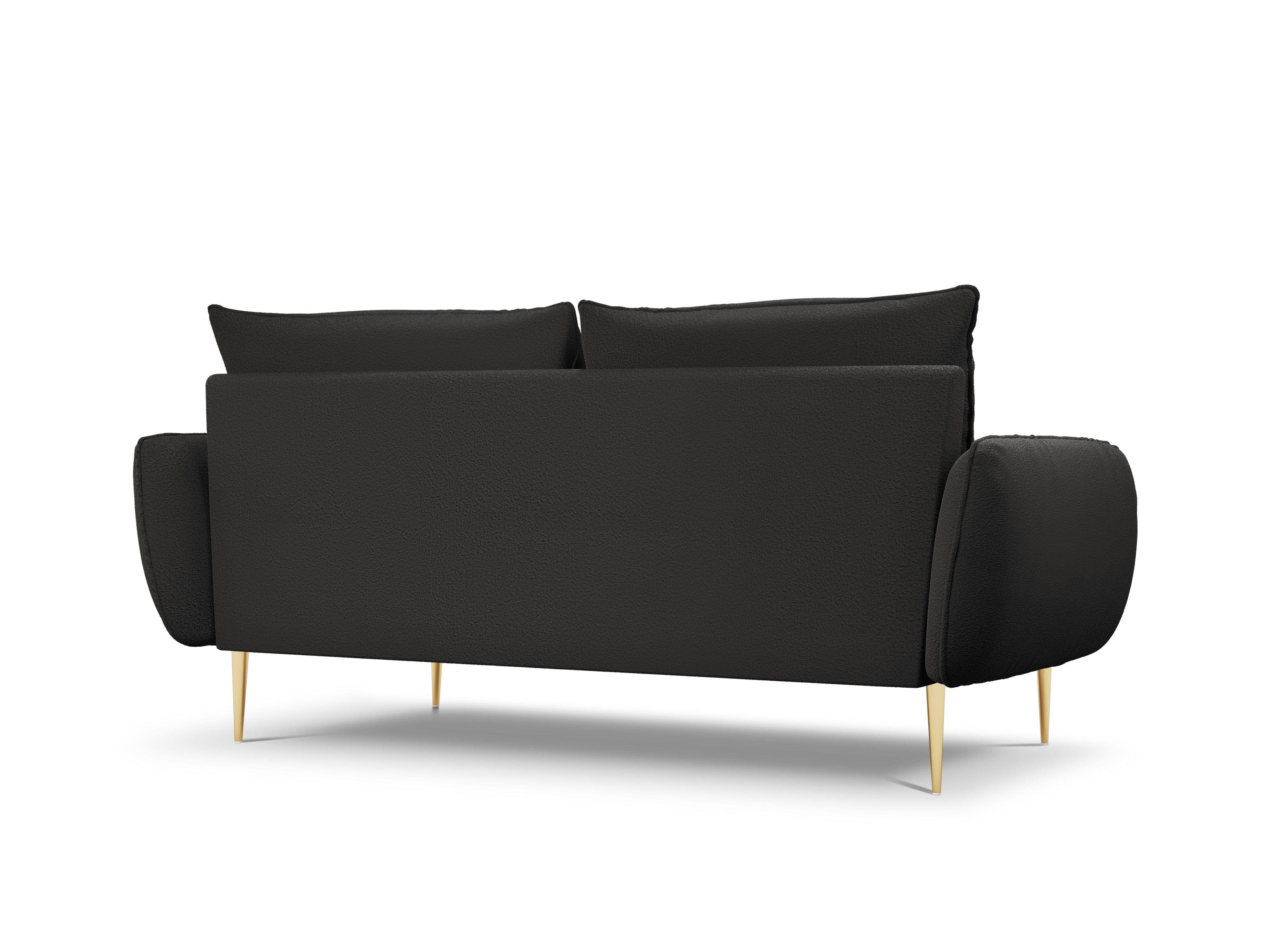 Sofa in boucle fabric 3-seater VIENNA black with gold base - Eye on Design