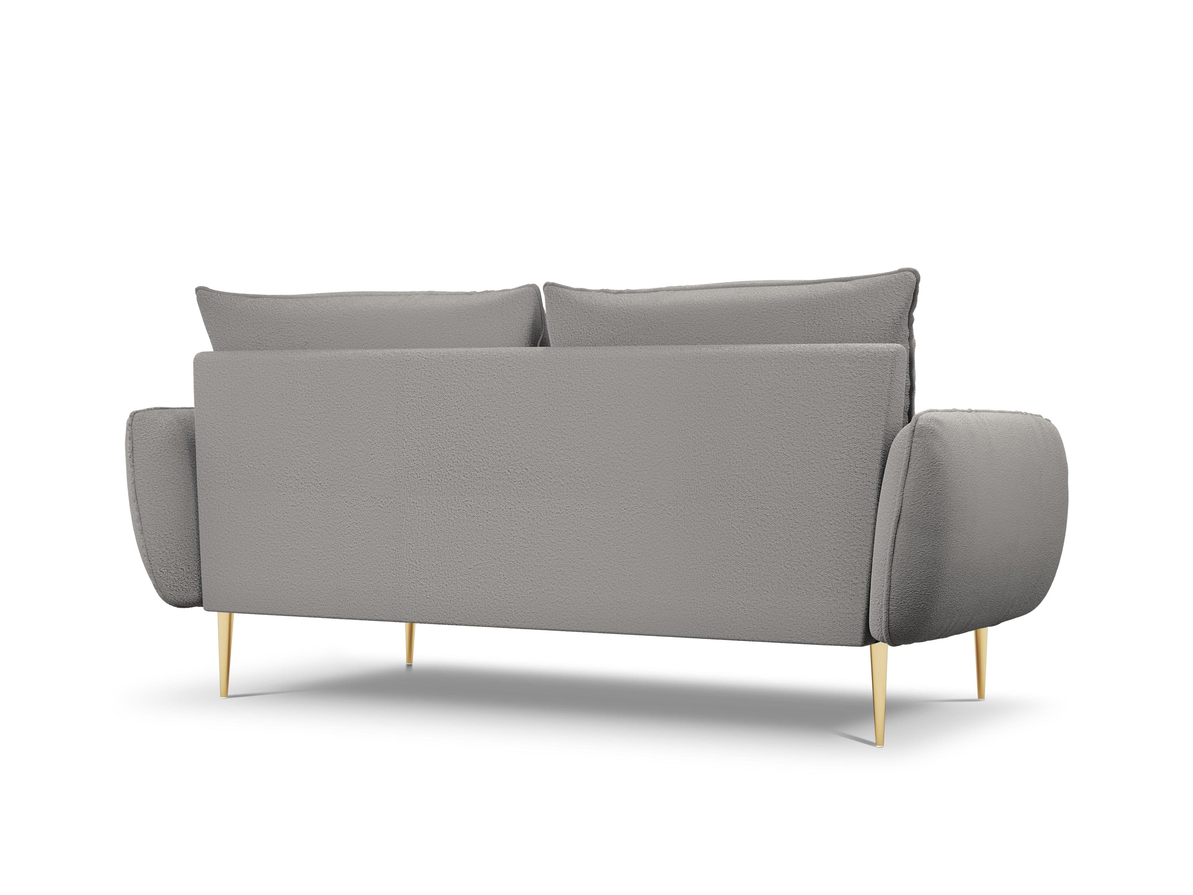 Sofa in boucle fabric 3-seater VIENNA grey with gold base - Eye on Design