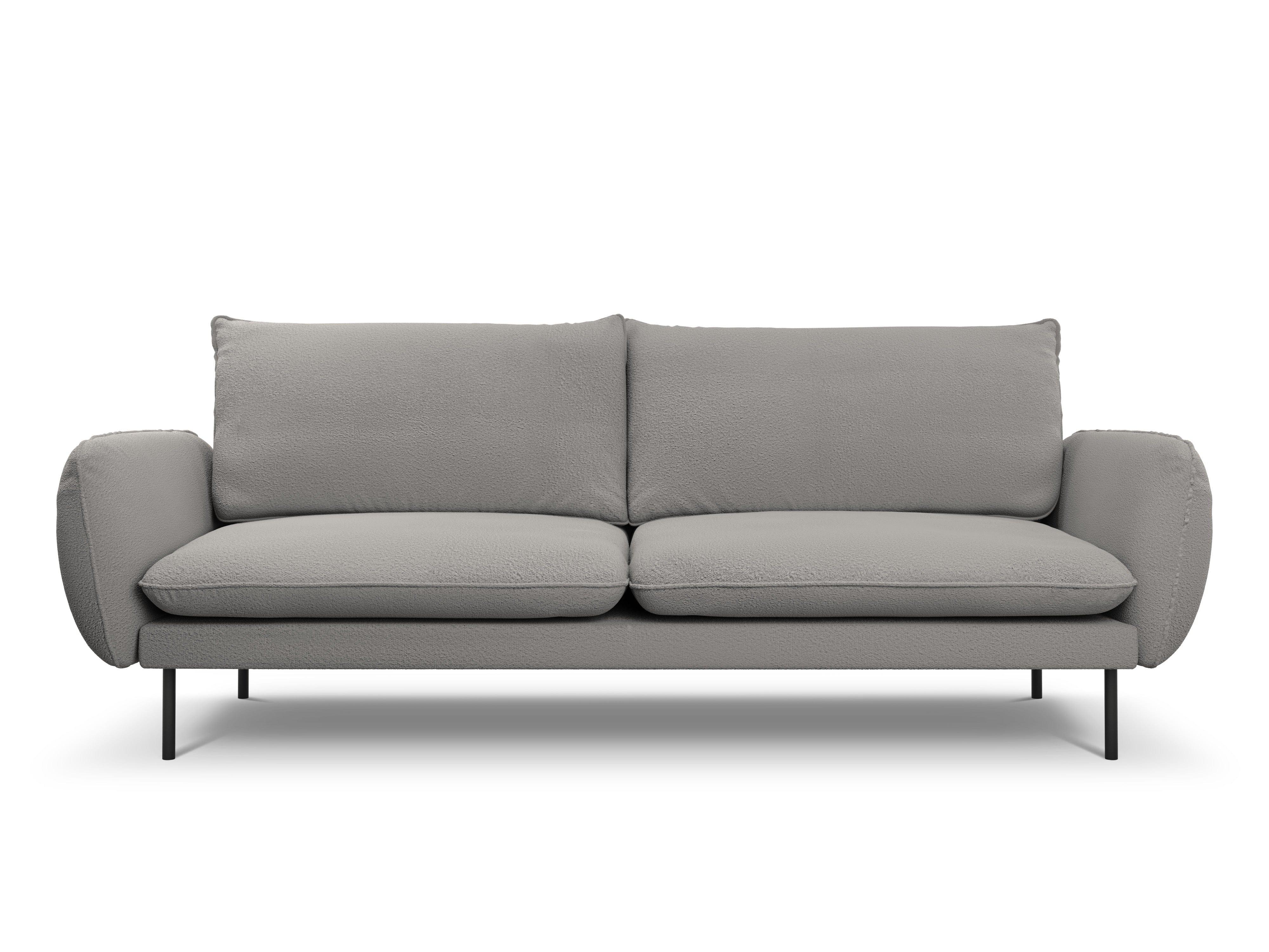 Sofa in boucle fabric 4-seater VIENNA grey with black base - Eye on Design