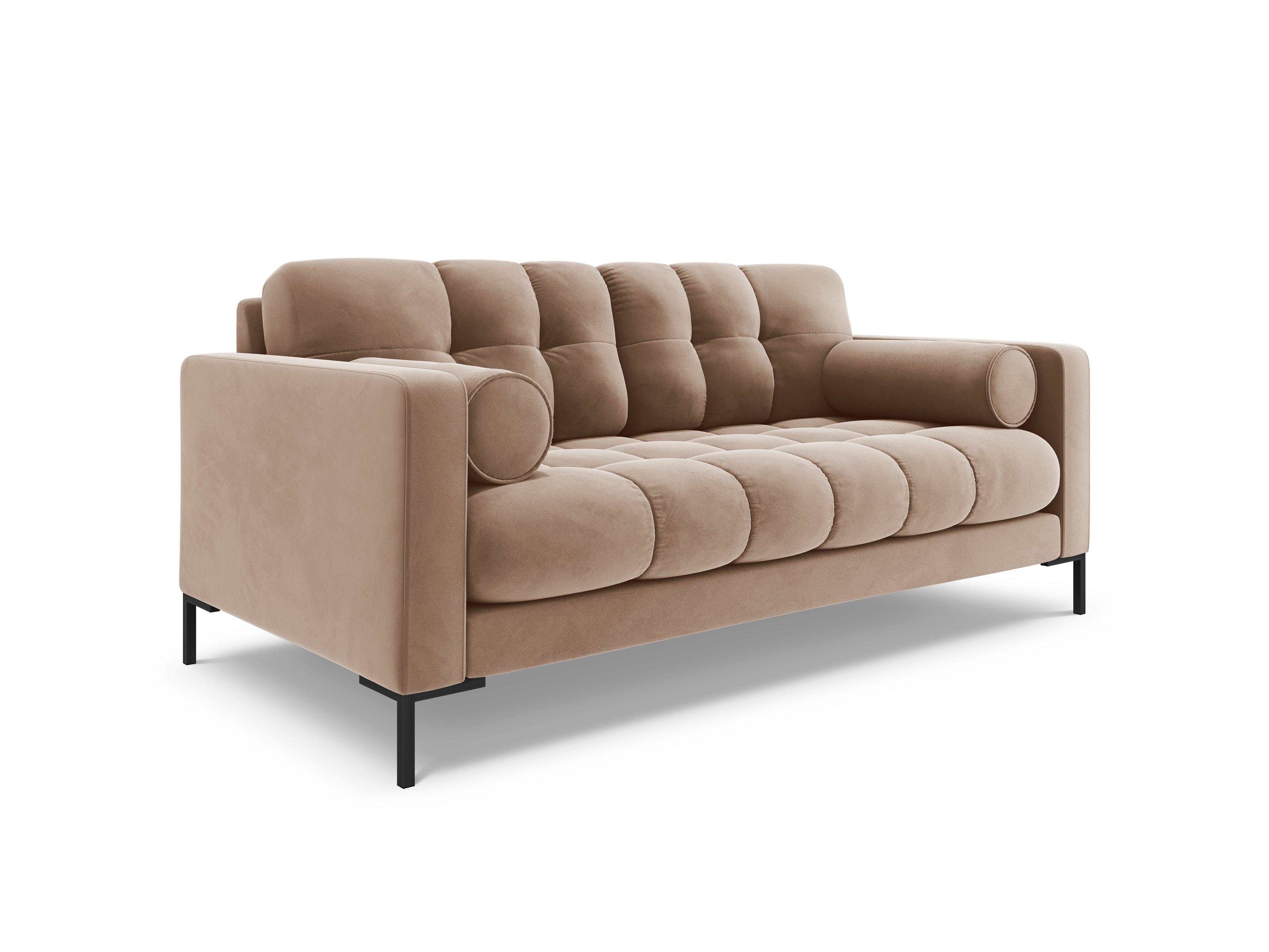 Sofa velvet 2-seater BALI beige with black base - Eye on Design