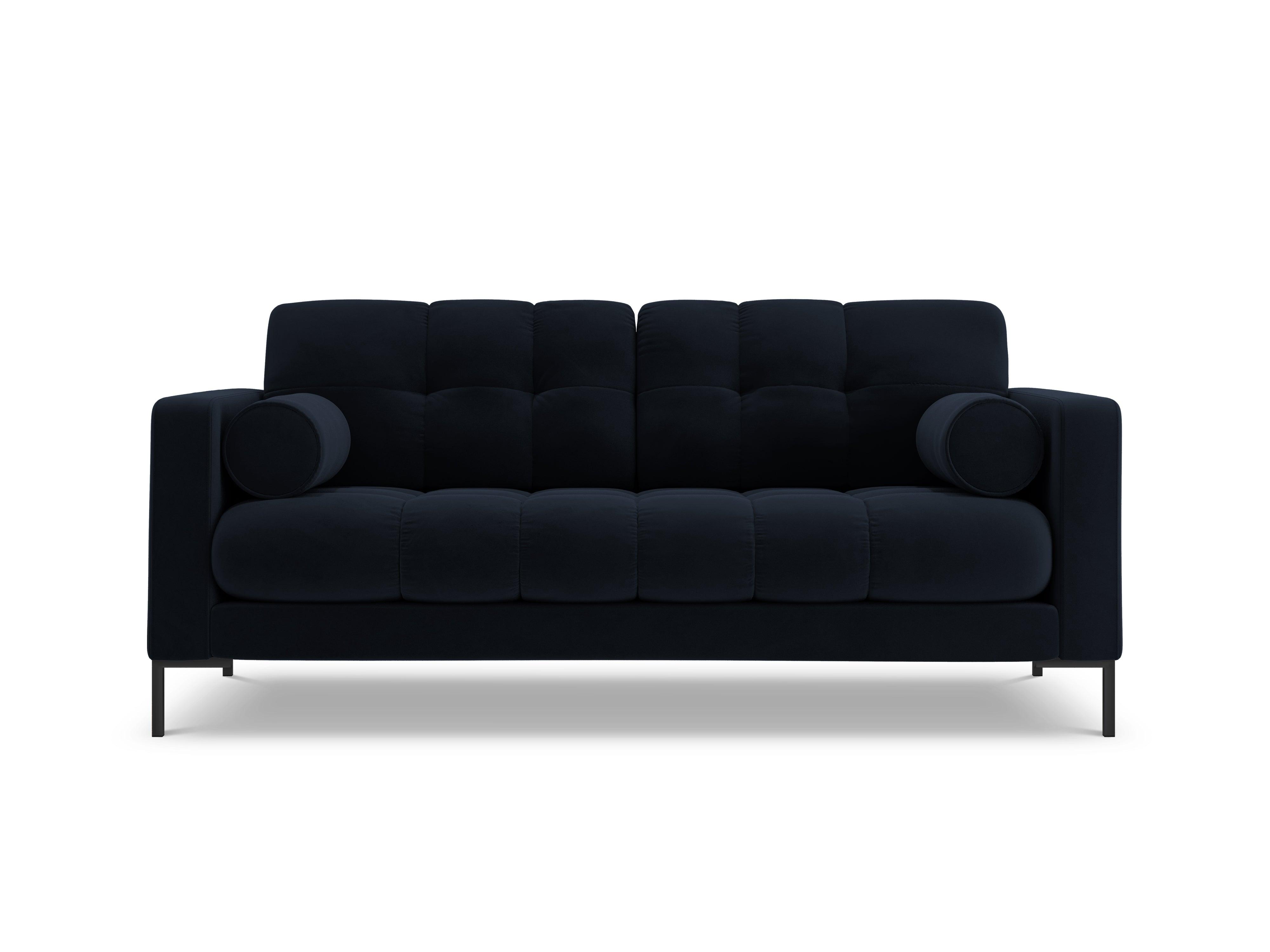 Sofa velvet 2-seater BALI dark blue with black base - Eye on Design