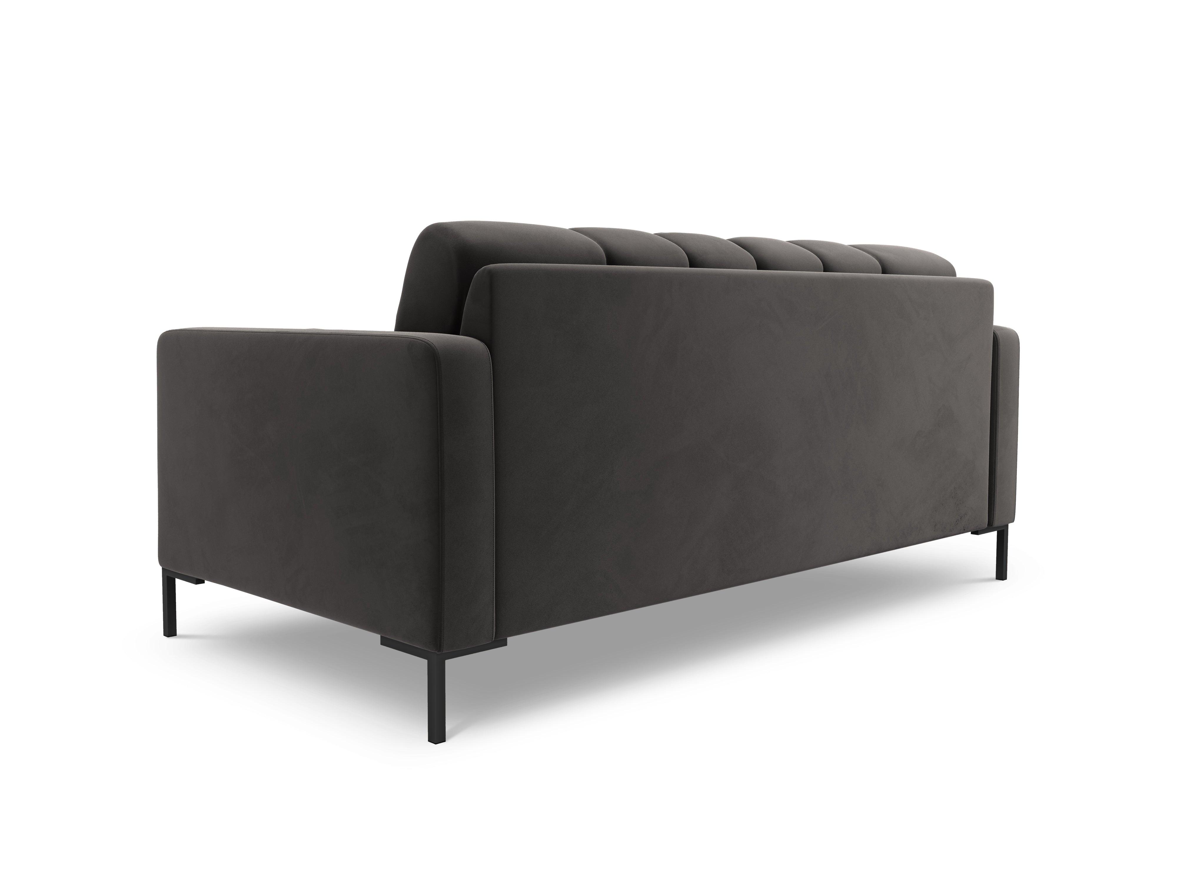 Sofa velvet 2-seater BALI dark grey with black base - Eye on Design