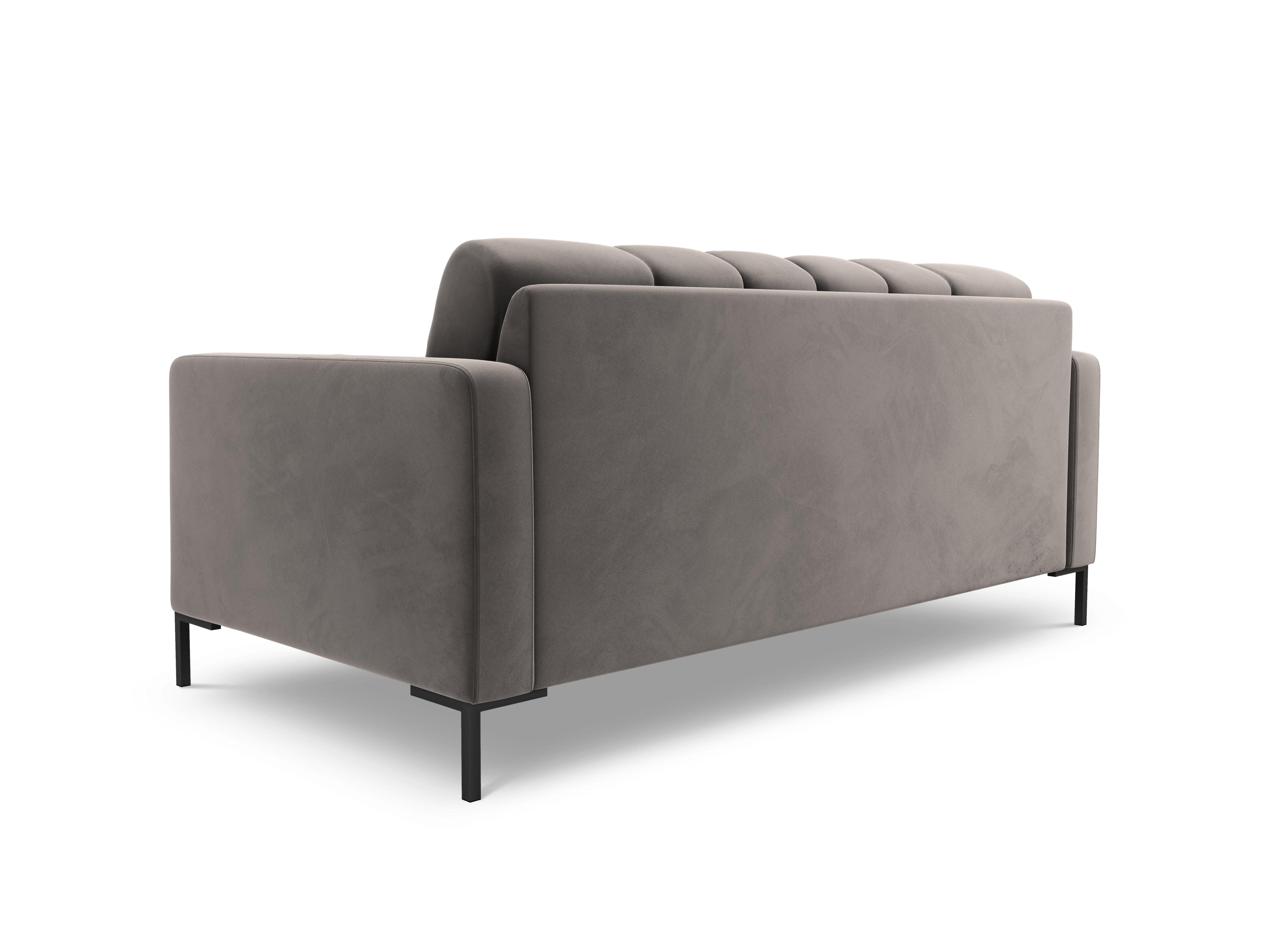 Sofa velvet 2-seater BALI light grey with black base - Eye on Design