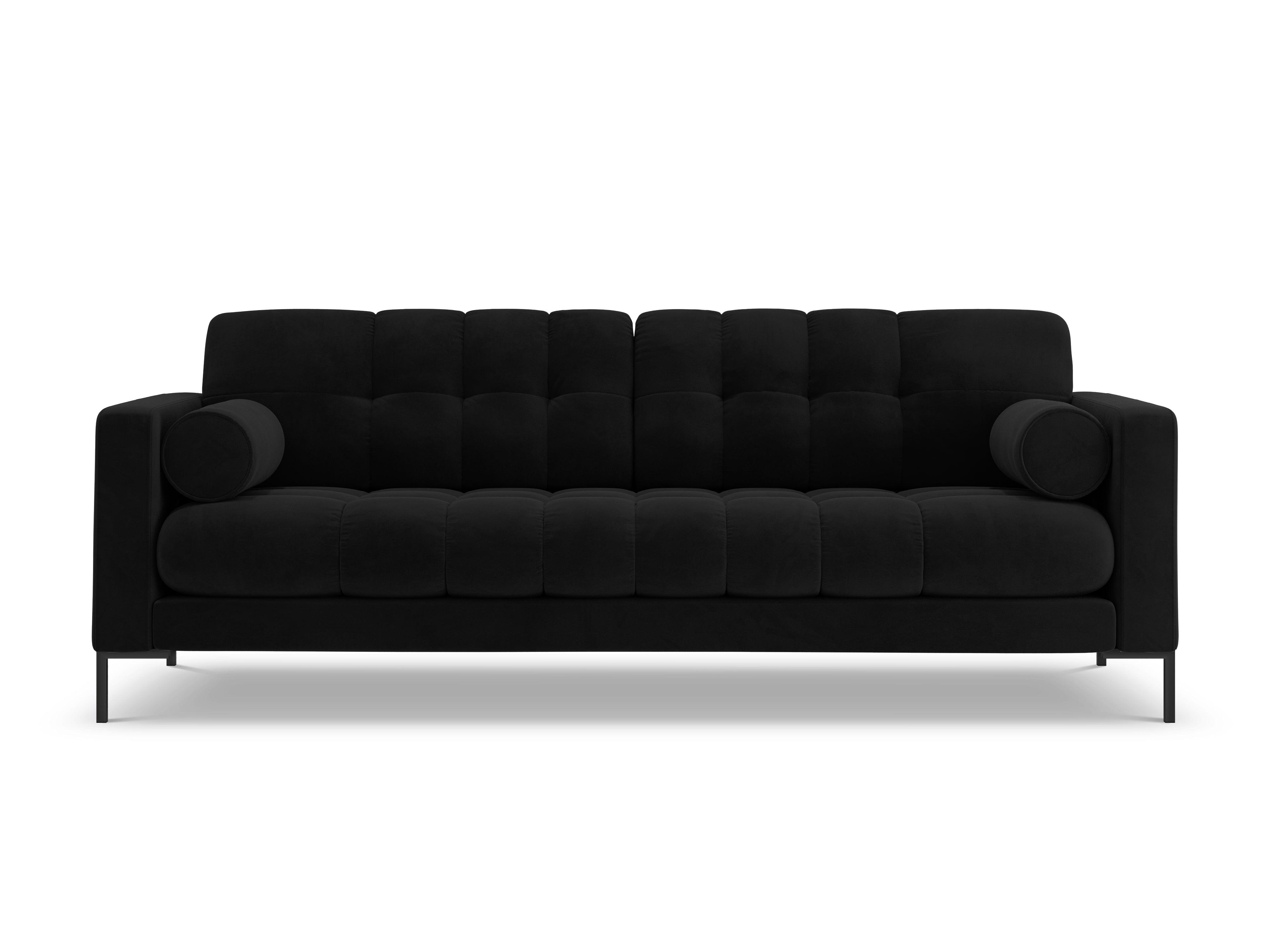 Sofa velvet 3-seater BALI black with black base - Eye on Design