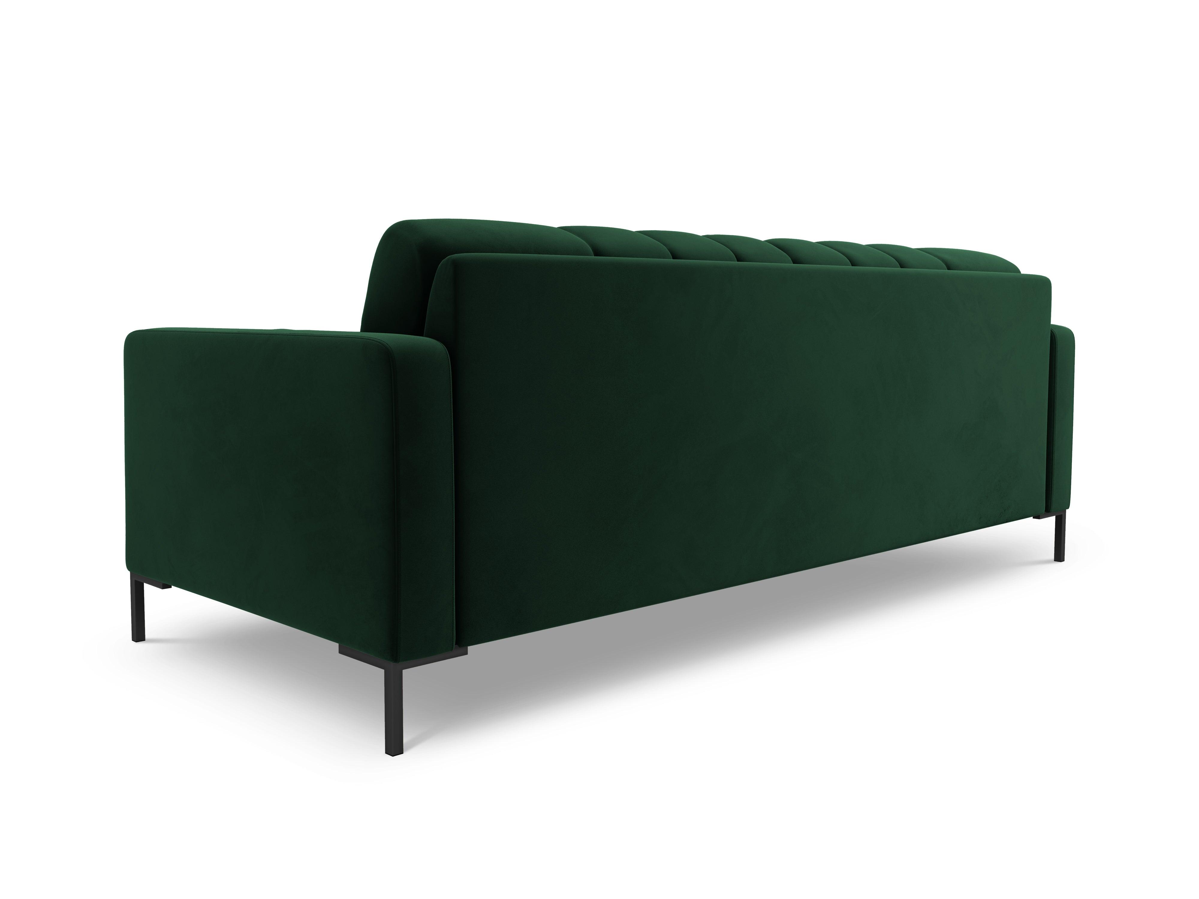 Sofa velvet 3-seater BALI bottle green with black base - Eye on Design