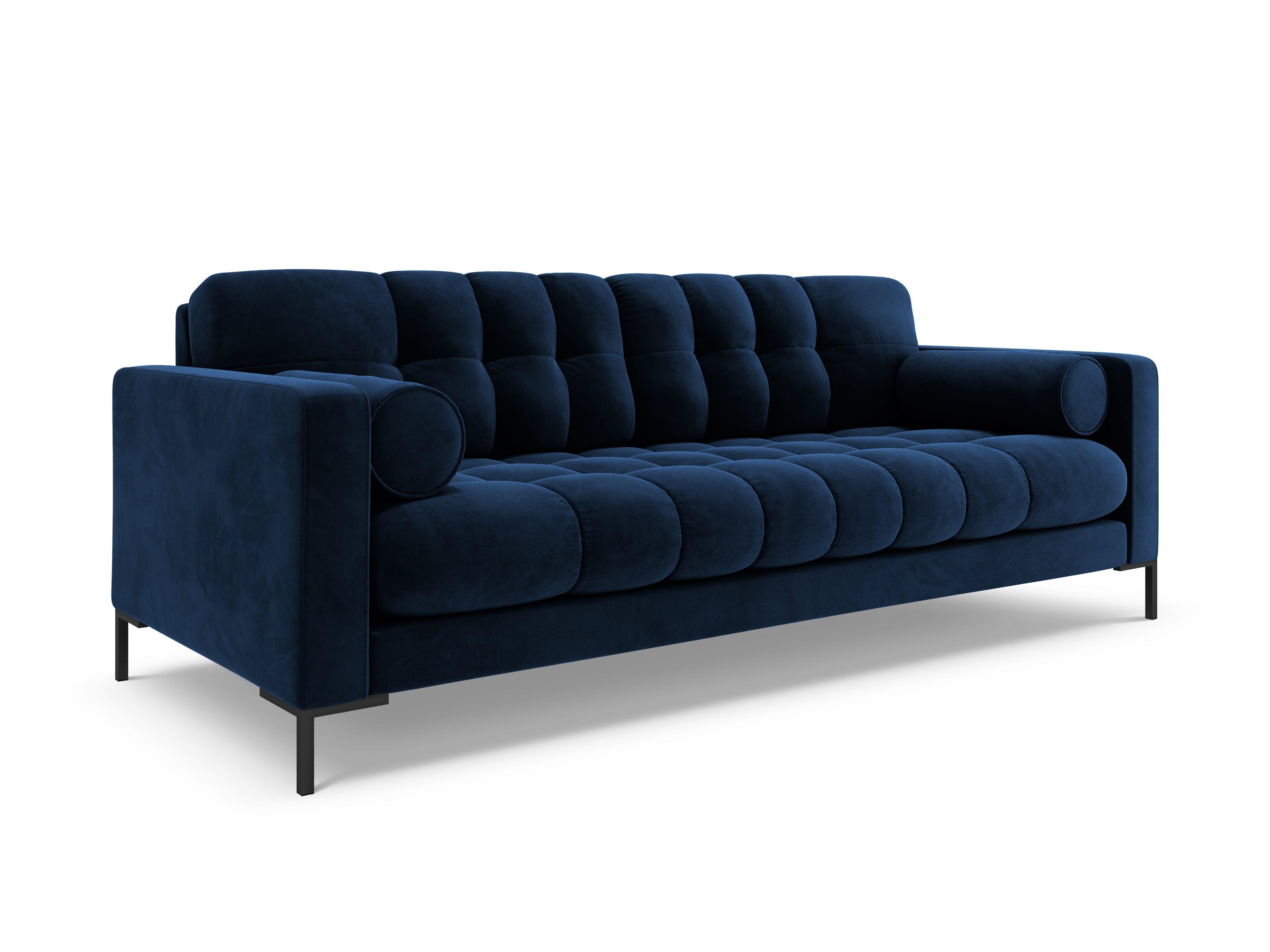 Sofa velvet 3-seater BALI royal blue with black base - Eye on Design