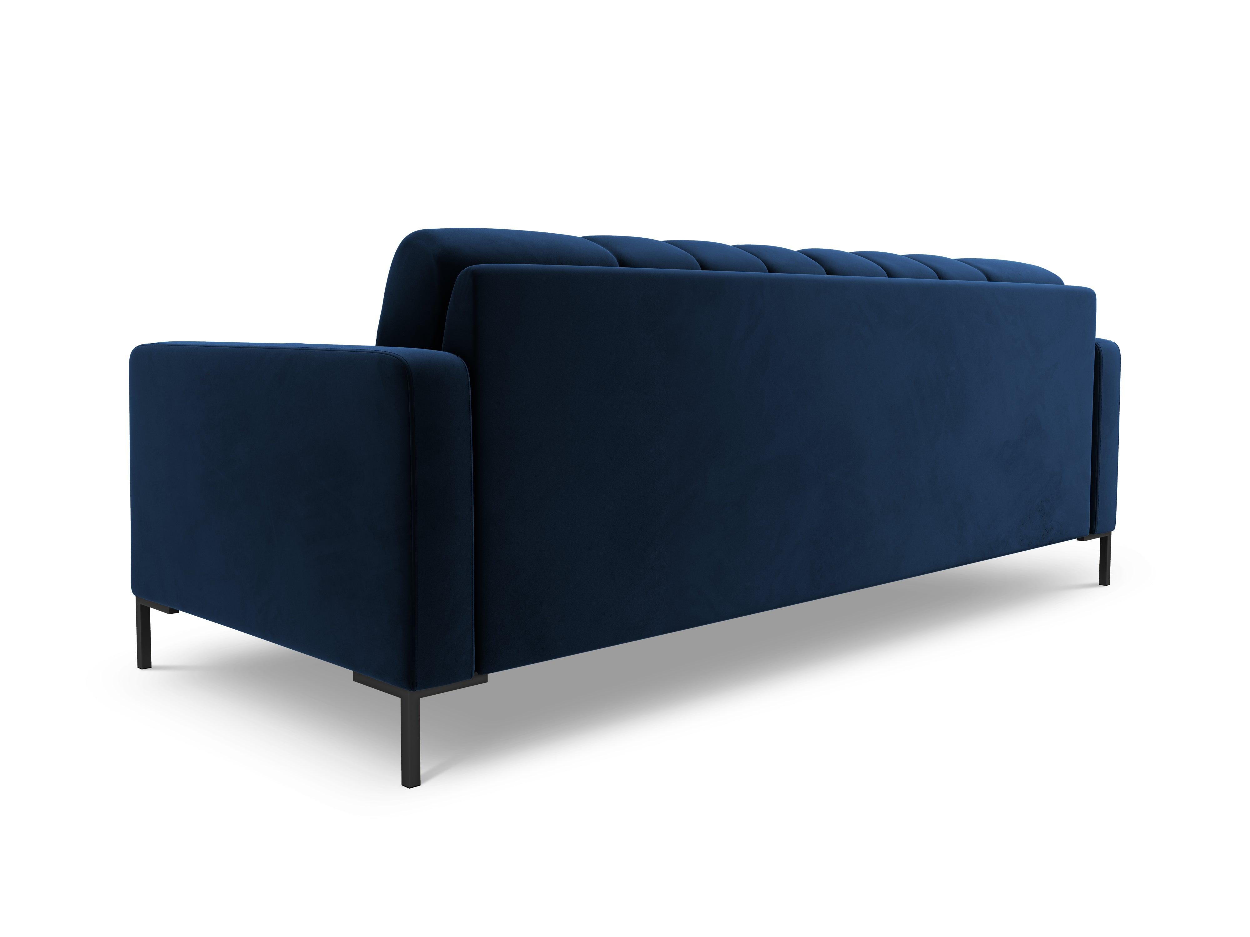 Sofa velvet 3-seater BALI royal blue with black base - Eye on Design